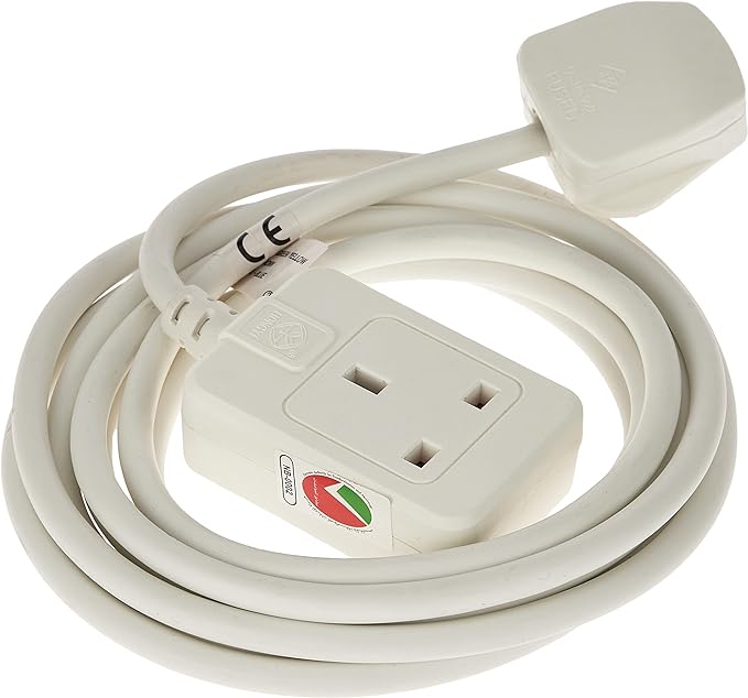Brennenstuhl 1166563015 Extension Cable for Home and Office (3 m of Cable for Indoor Use, with Rubberized 13 A BS) White