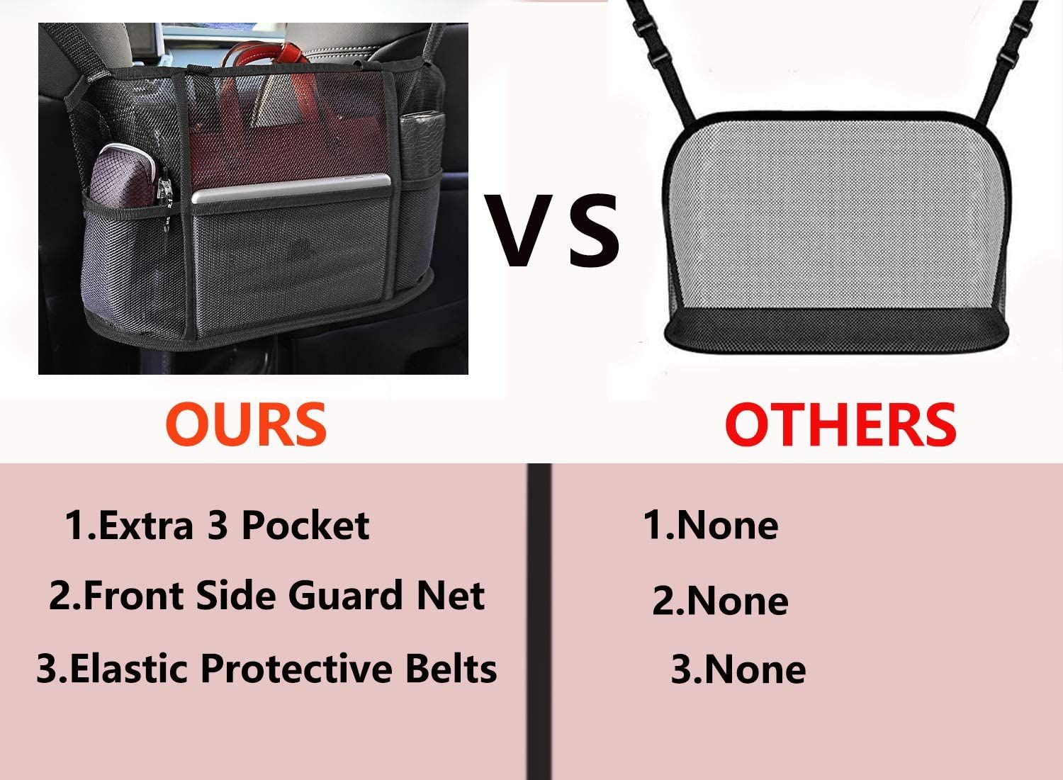 Mesh Car Backseat Organizer Net Pocket Handbag Holder Storage Pouch Between Seats