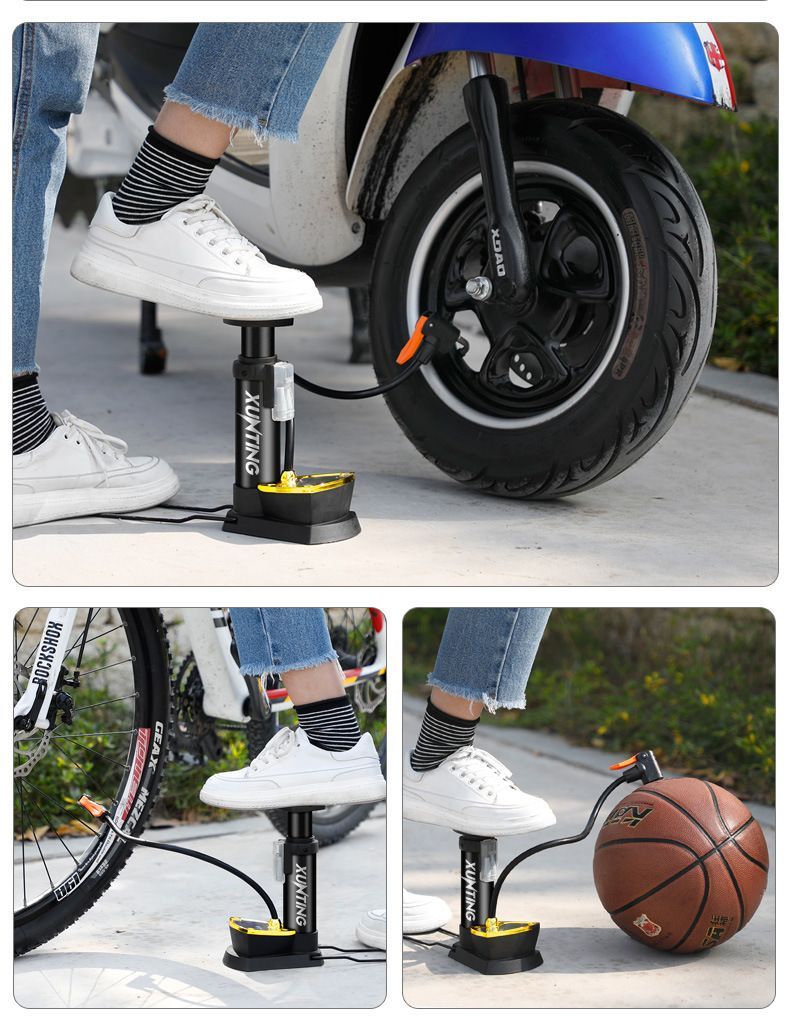Mini Bicycle Single Cylinder Foot Pump Manual Vertical Bike Air Pump With Gauge