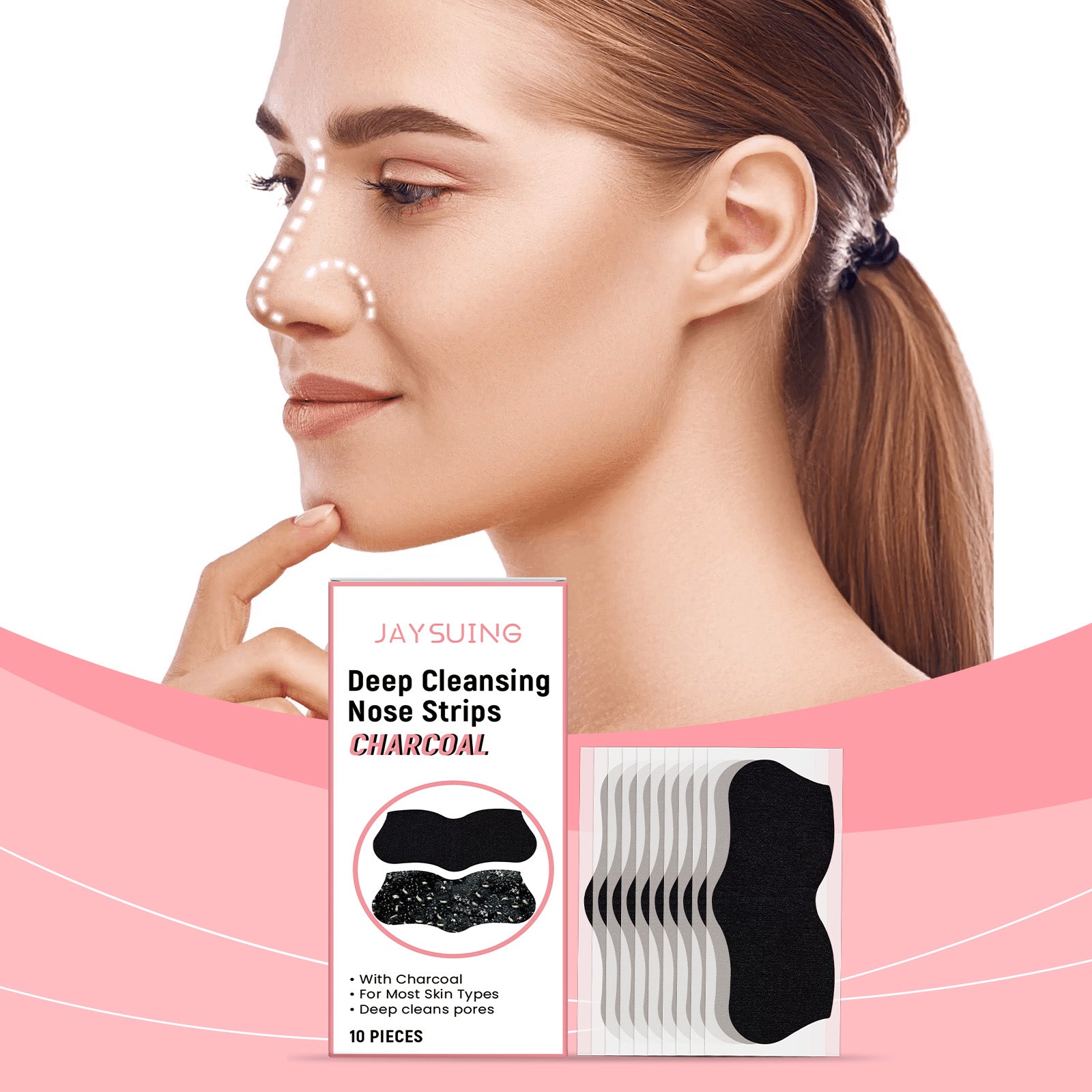 Deep Cleansing Blackhead Nose Strips for Facial Care, Pore Purifying, Acne Treatment ,10pieces