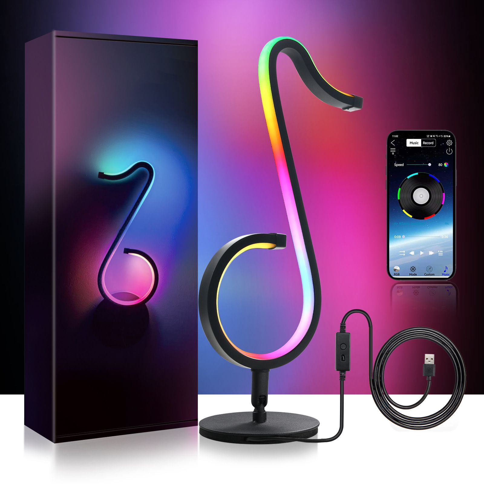 Musical Note Neon Led Night Light Home Decoration 7 Color Lamp Birthday Christmas Gift