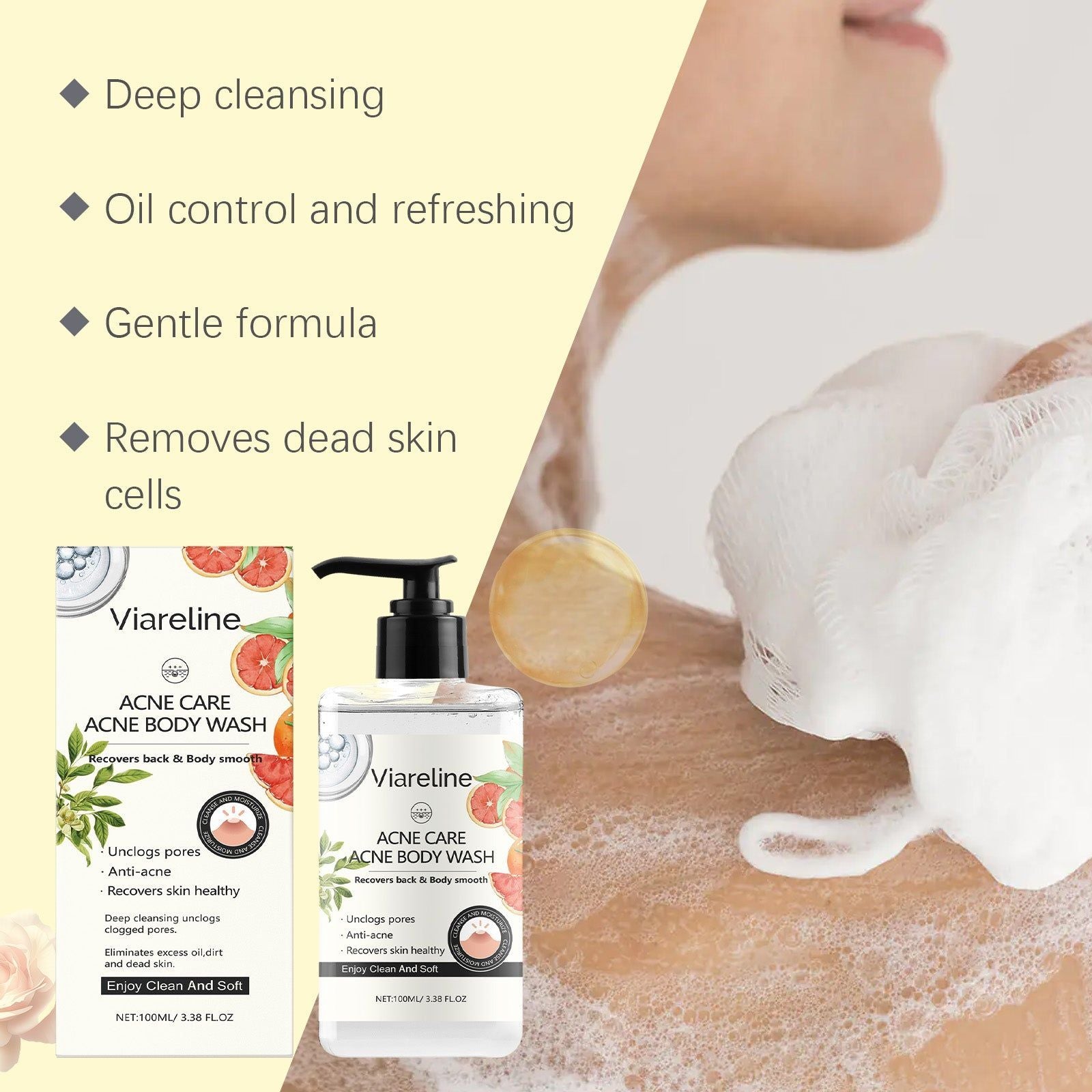 Body Cleansing Shower Gel, Hydrating, Moisturizing, Anti-Dryness, Refreshing, Skin Care ,100ml