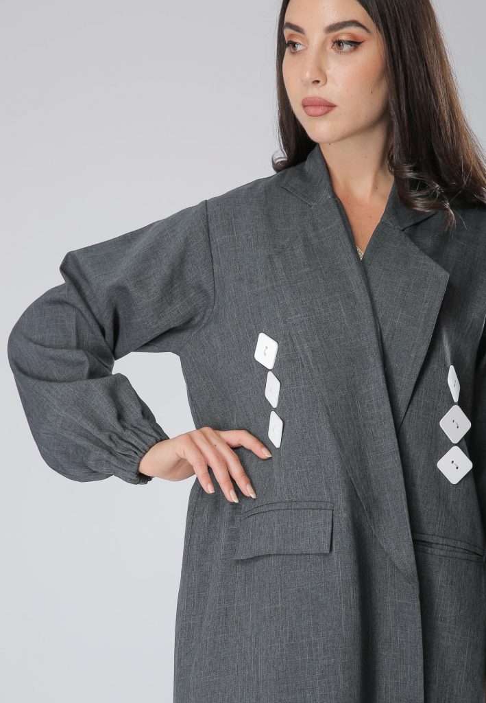 MOiSTREET Grey Coat Abaya Dress