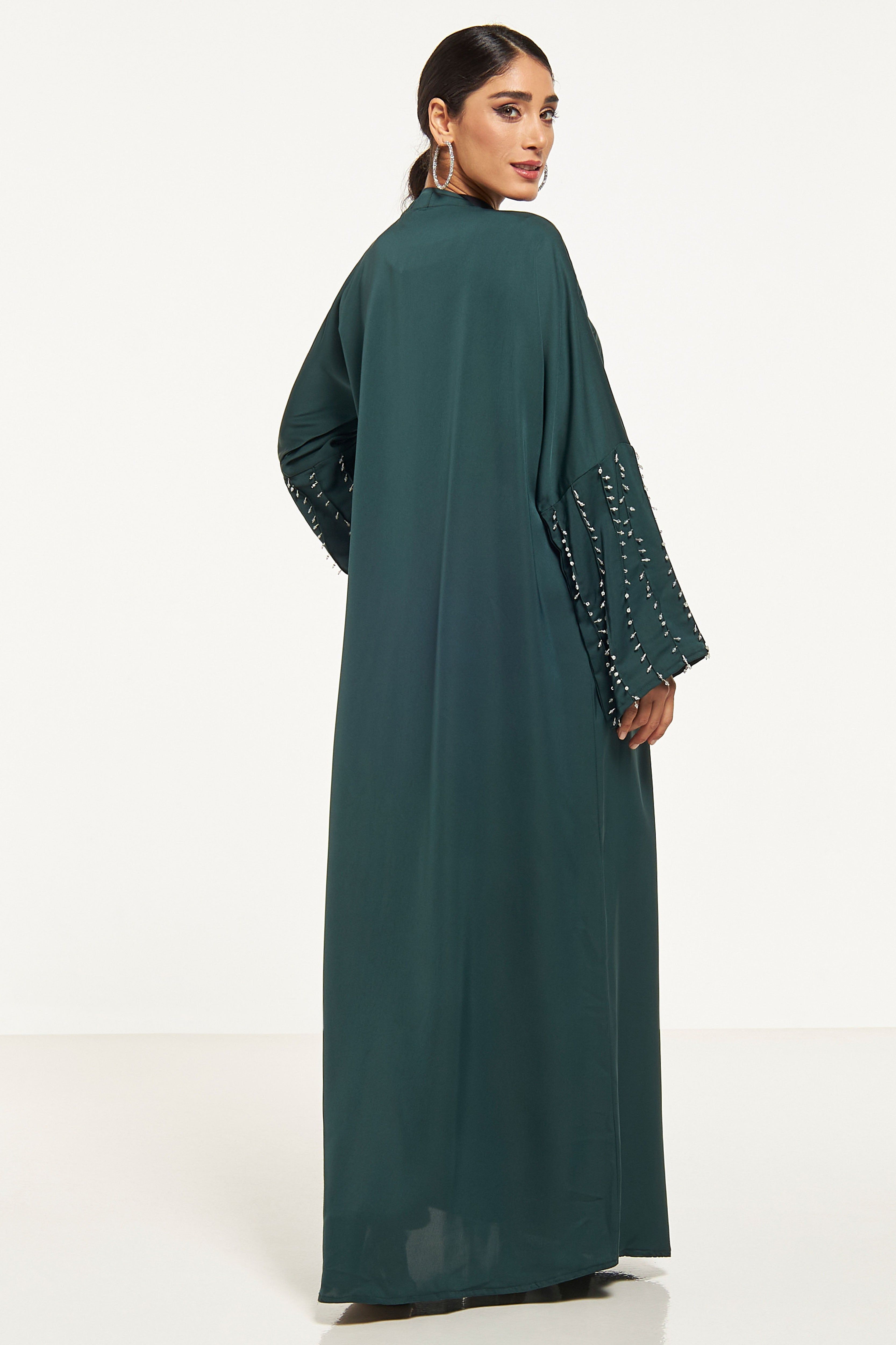 MOiSTREET Stone Embellished Abaya with Sheila