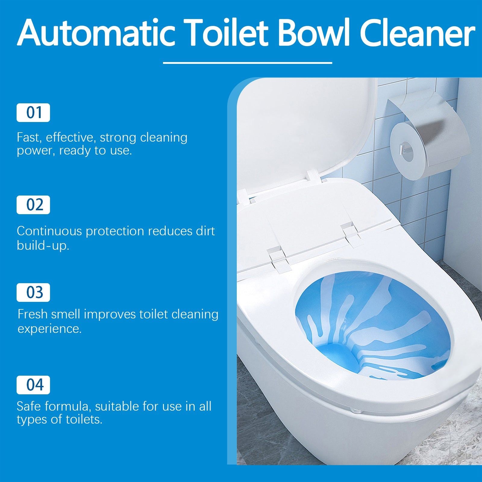 Automatic Toilet Cleaning Effervescent Tablet, Deodorizer, Germ Killer, Freshness ,60g