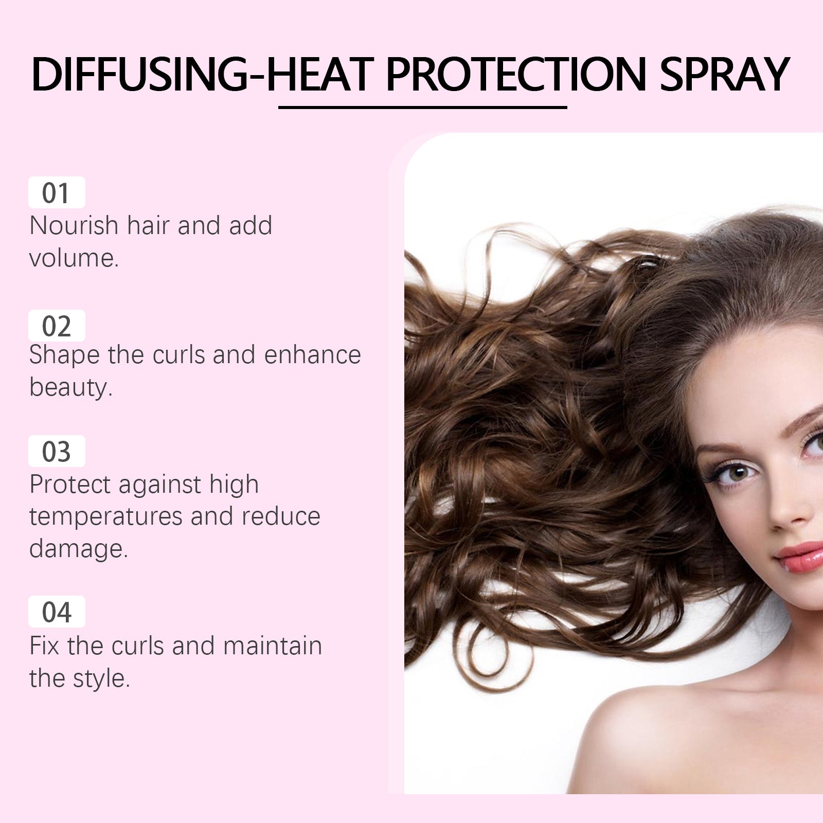 Curly Hair Care Spray, Natural Luster, Anti-Frizz, Moisturizing, Long-Lasting, Non-Sticky, Fluffy, Easy Styling ,100ml