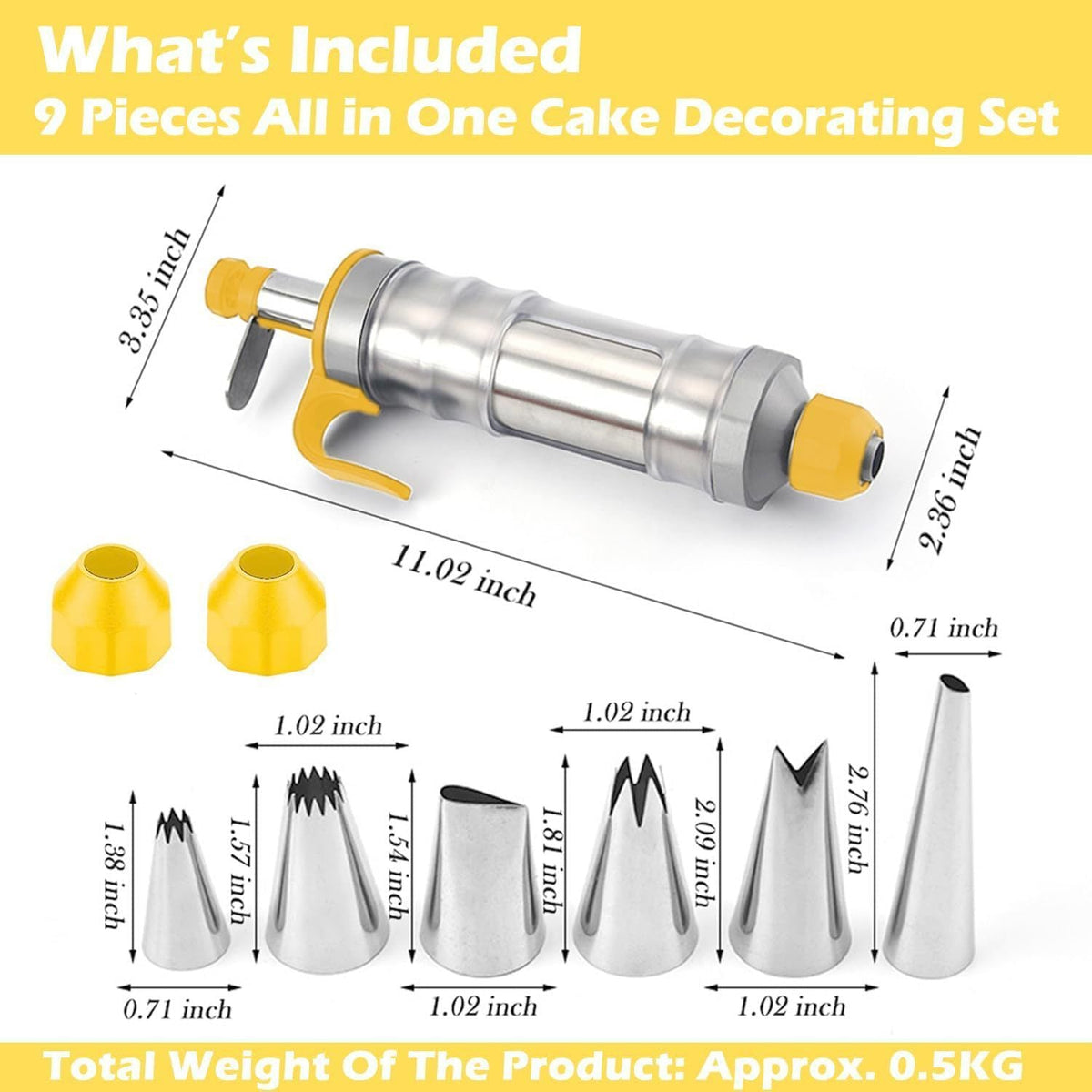 Dessert Decorating Syringe Set Stainless Steel Cake Decorating Tools Icing Piping Kit