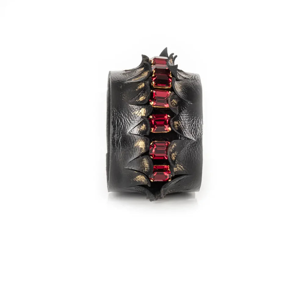 The Dark Crimson Dominion Sculpted Leather Cuff