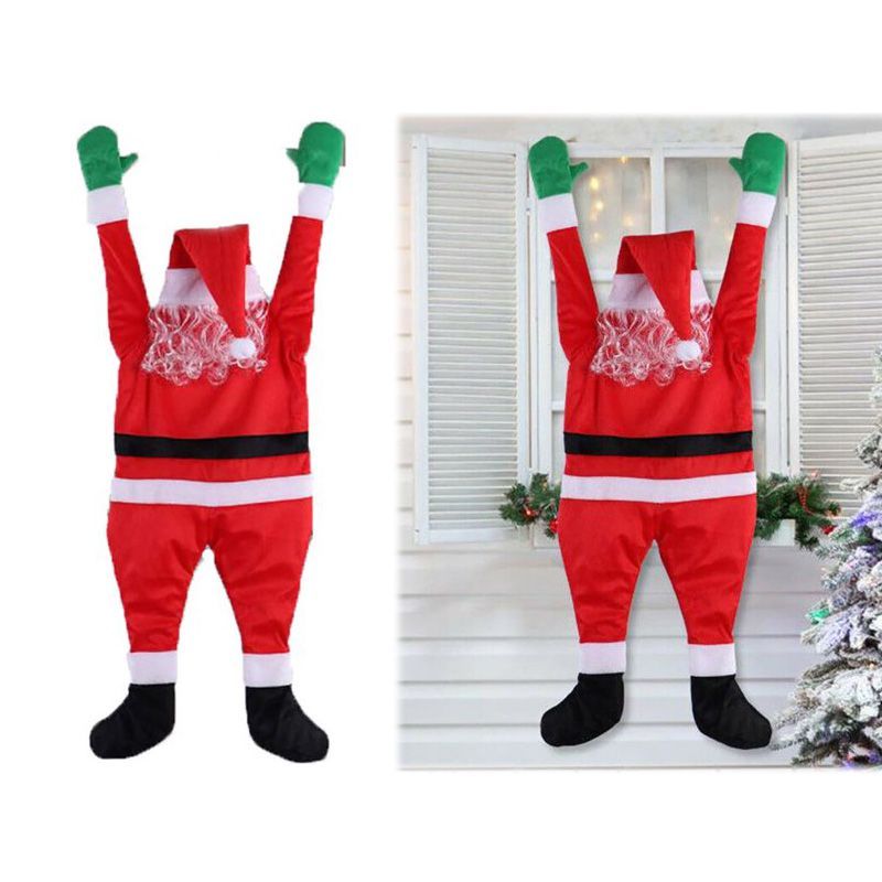 Santa Claus Climbing Hanging Decoration Christmas Outdoor Yard Window Ornament