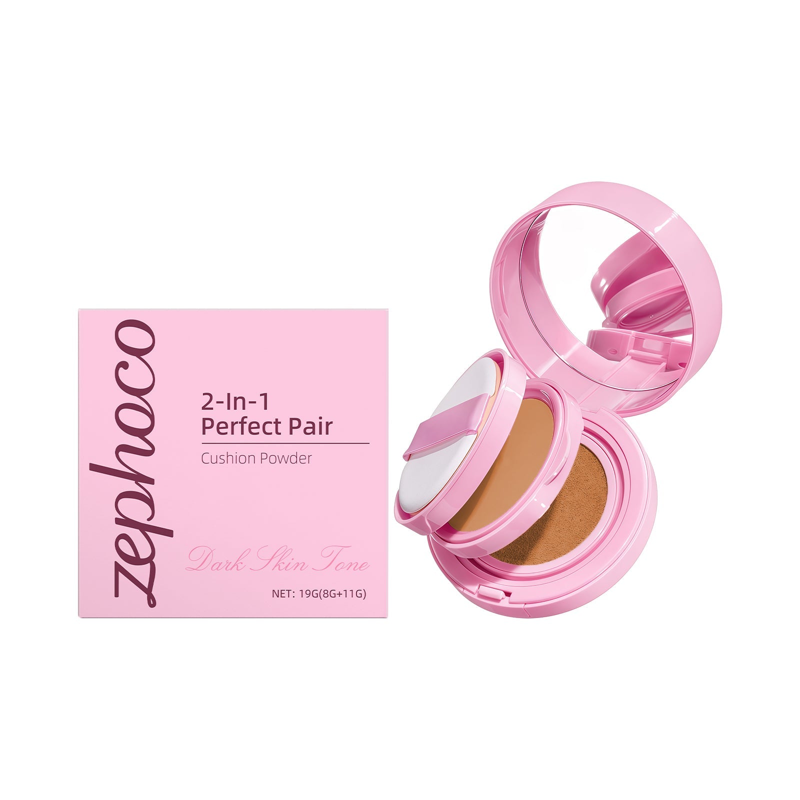 Dark Skin Cushion Powder, Oil Control Face Base Makeup, Hydrating, Long-lasting, Natural Finish ,19g