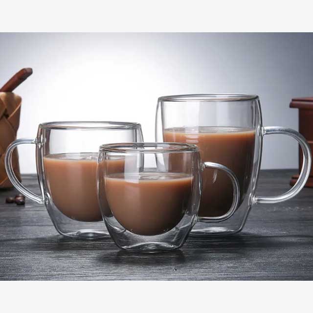Double Layer Glass Cup with Handle - Insulated Coffee, Tea, and Beverage Mug for Hot & Cold Drinks