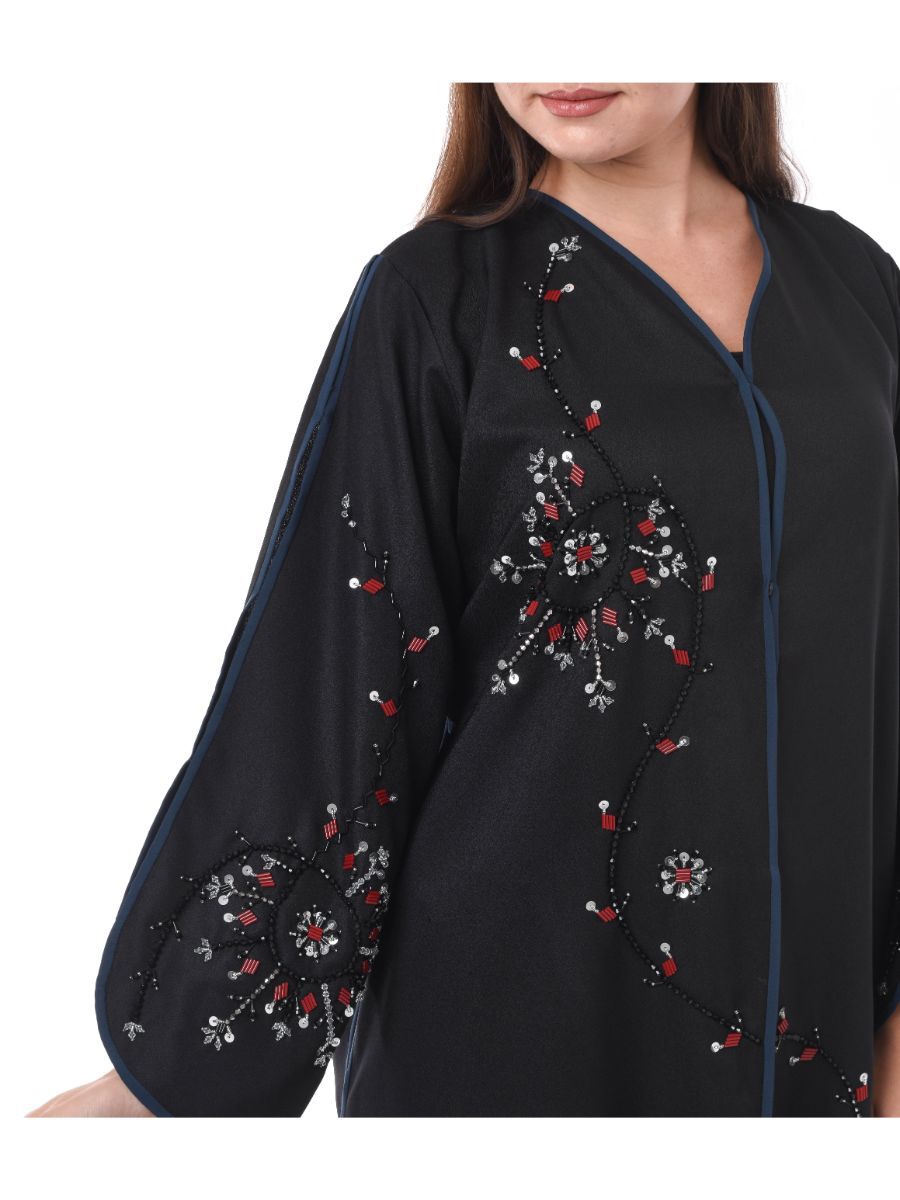 MOiSTREET Black Exotic Abaya with Decorative Hand Work