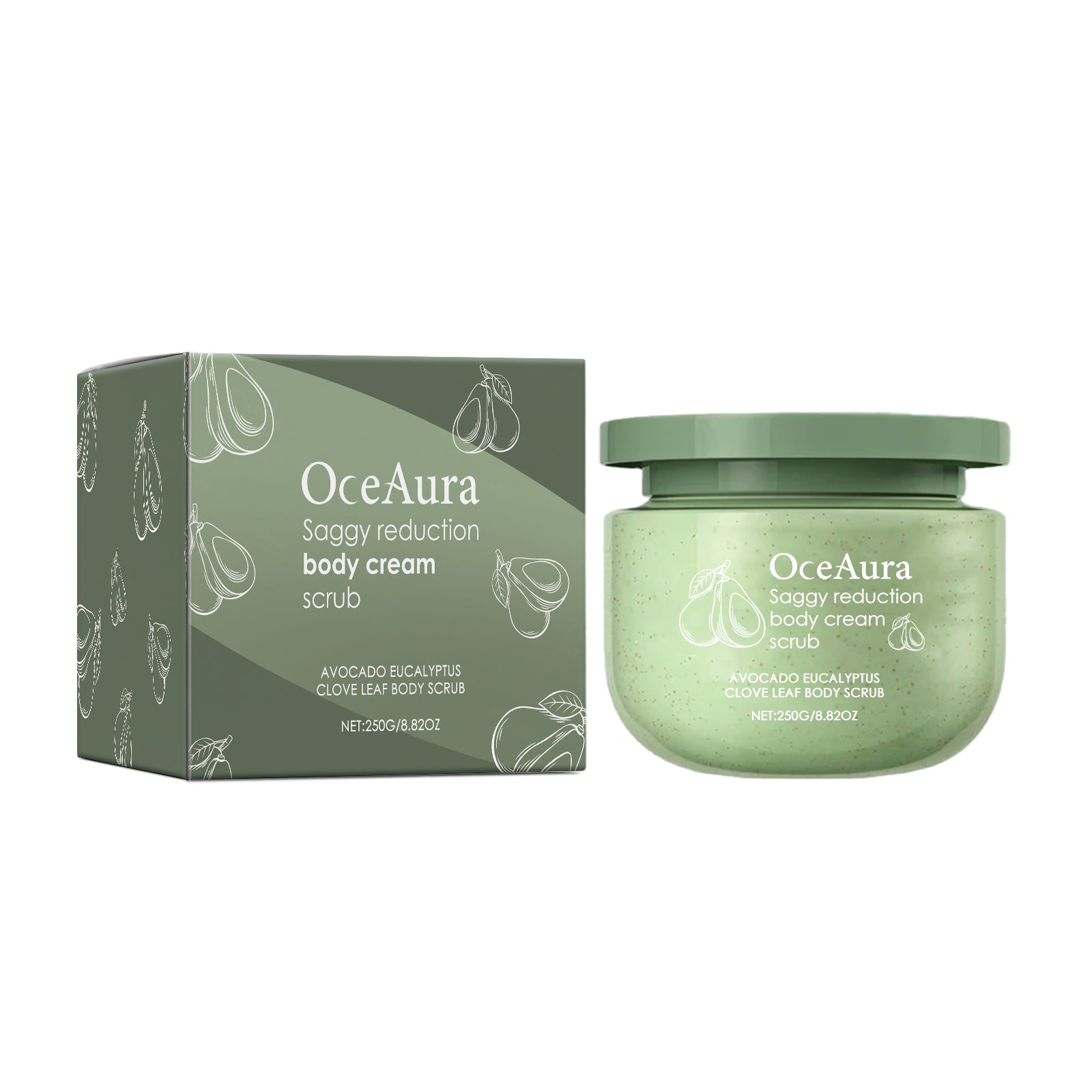 Avocado Ice Cream Body Scrub, Deep Cleansing, Exfoliation, Softening, Tightening, Natural Skin Care ,250g