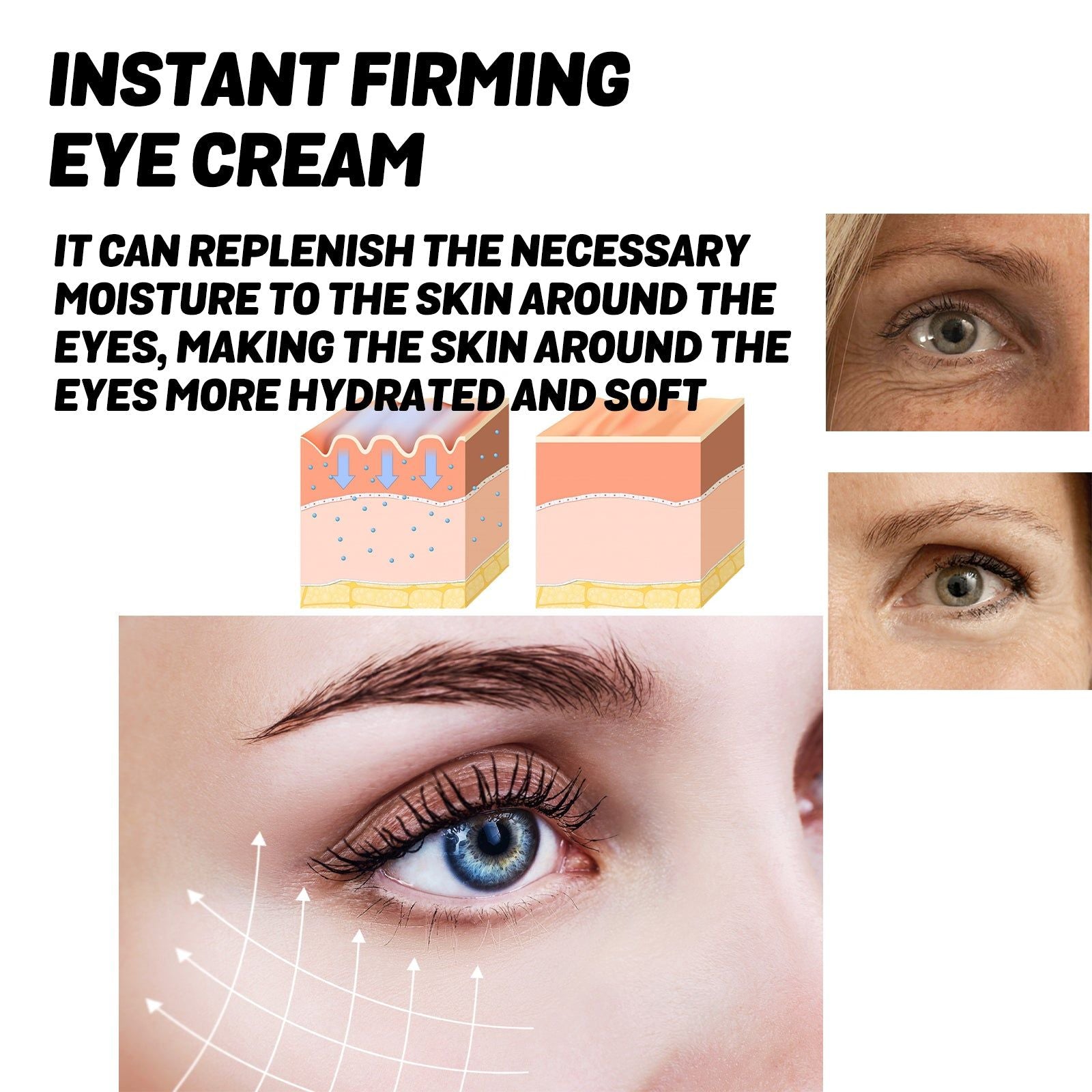 Instant Firming Eye Cream for Tightening Skin, Reducing Wrinkles, Dark Circles ,20g