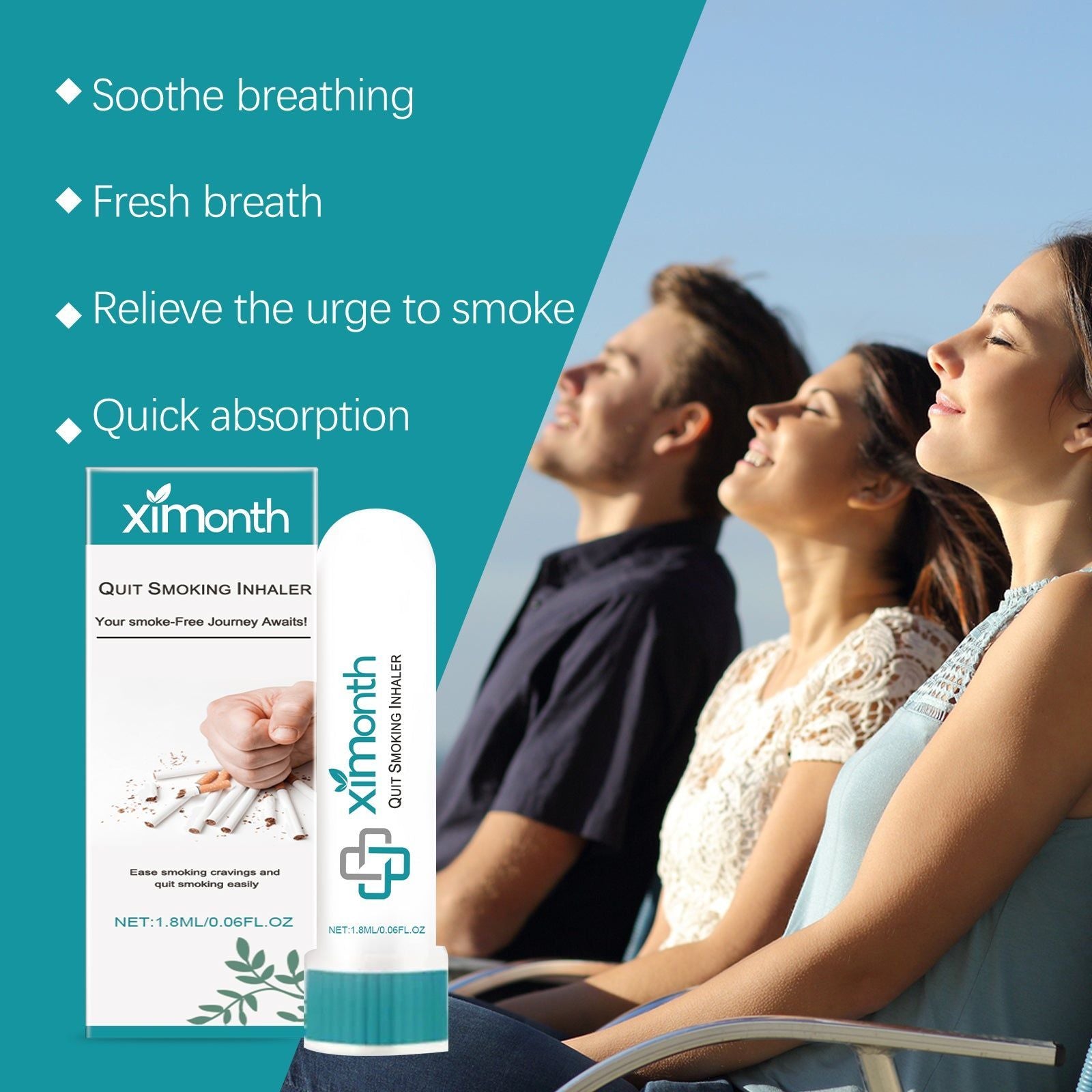 Body Care Nasal Inhaler, Quit Smoking Relief, Stress Relief, Fresh Mint Breath ,1.8ml