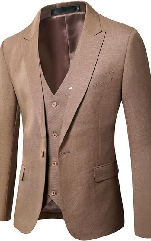 Brown Coat Pant Vest Tuxedo, Elegant Formal Attire for Weddings, Ideal Gift