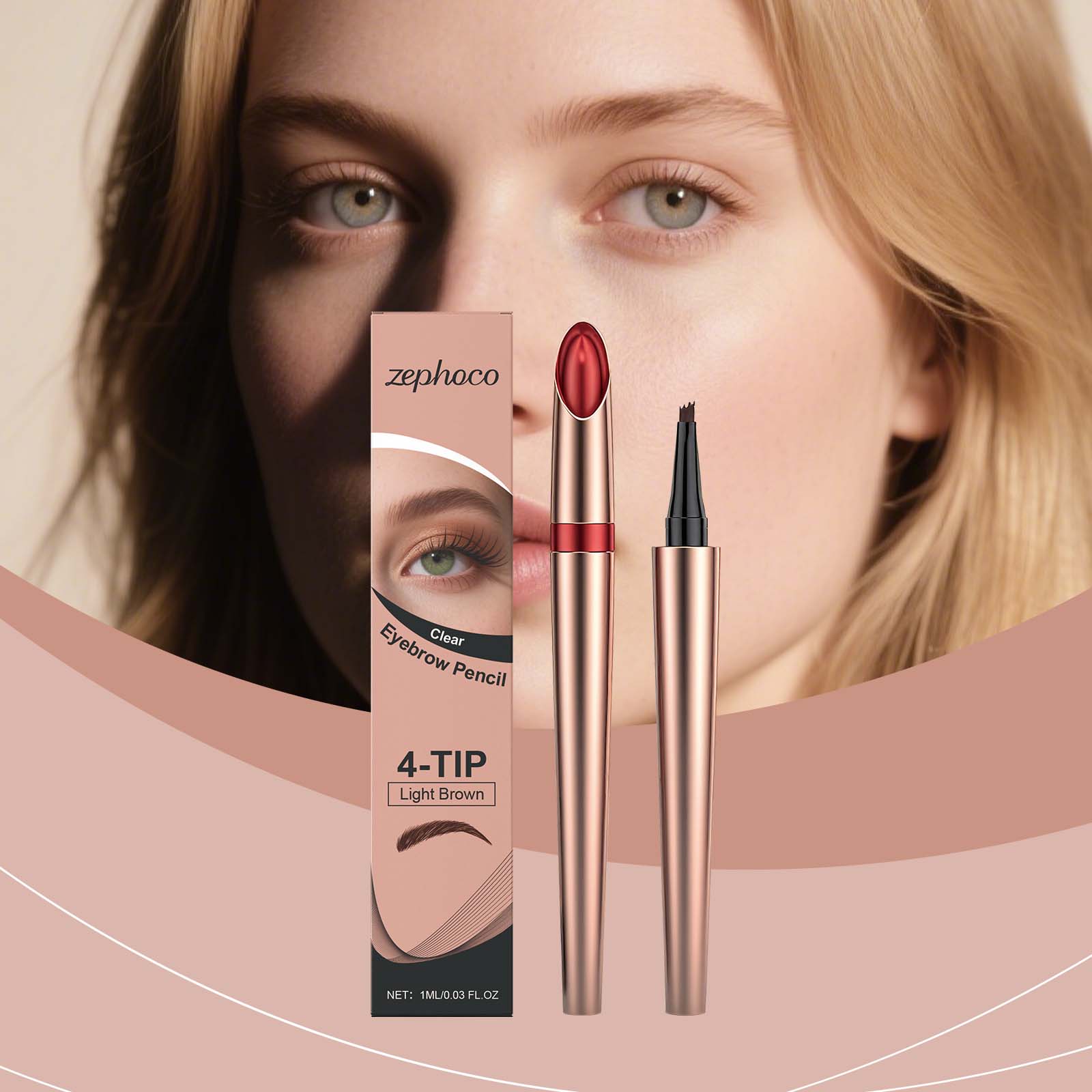 Waterproof Eyebrow Pencil, Natural Brow Shaping, Long-Lasting, Smudge-Proof, Easy to Use ,1ml