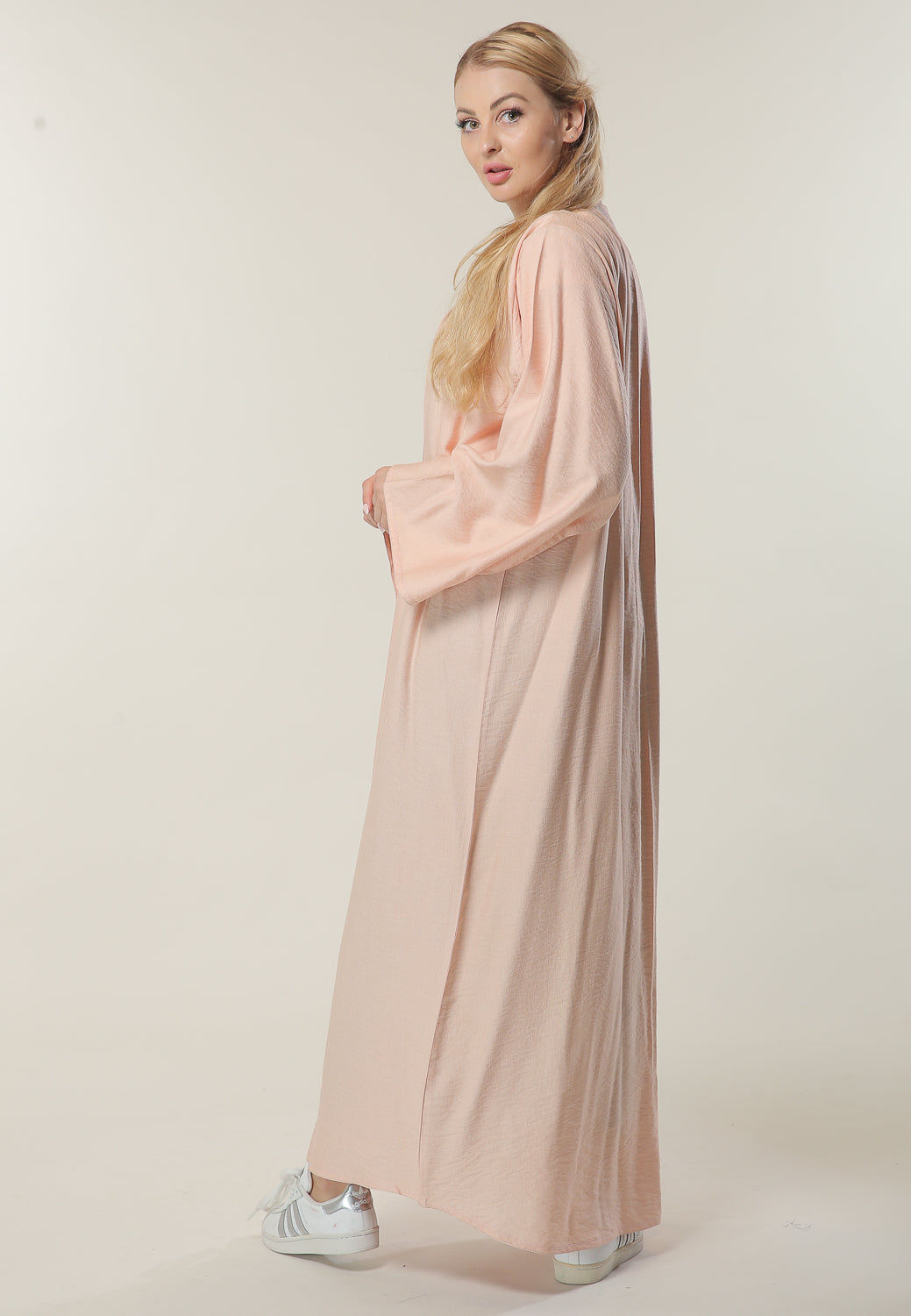 MOiSTREET Light Pink Coat Style Abaya