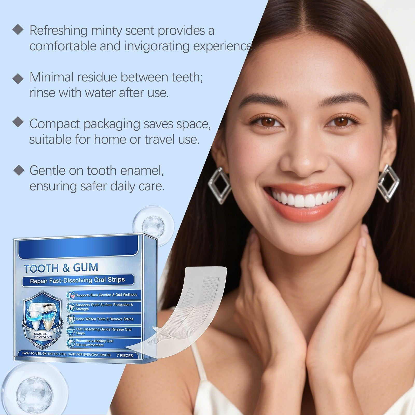 Tooth & Gum Repair Fast-Dissolving Oral Strips - Whitening, Stain Removal & Gum Care (7 Pieces)