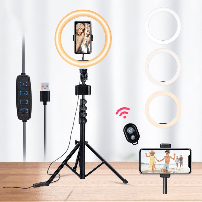 Selfie Ring Light With Tripod Phone Holder Extendable Stand For Live Stream Makeup