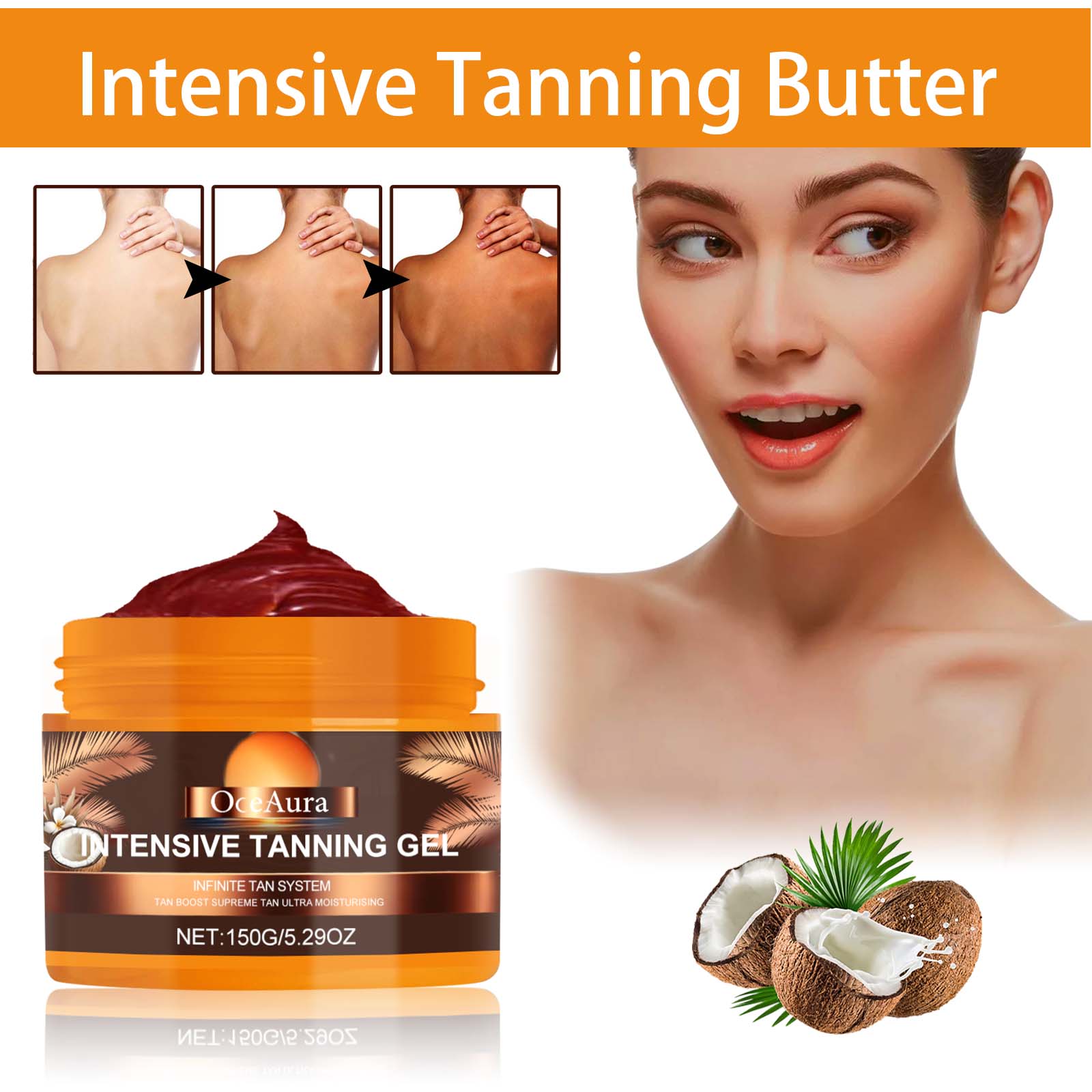 Blackening Tanning Gel, Natural Summer Glow, Long-Lasting Moisturizer ,150g