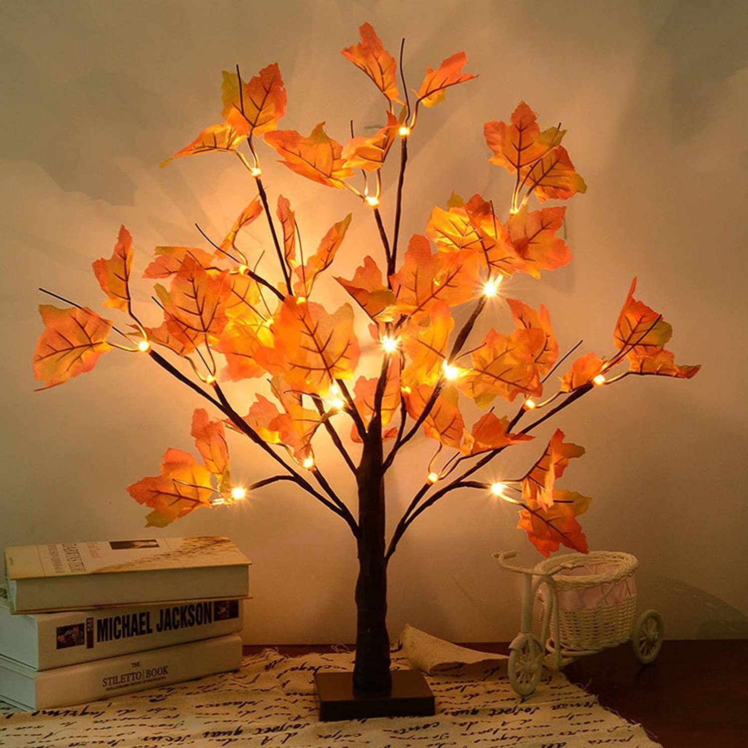 Artificial Maple Tree Light Tabletop Autumn Tree For Thanksgiving Festival Decoration