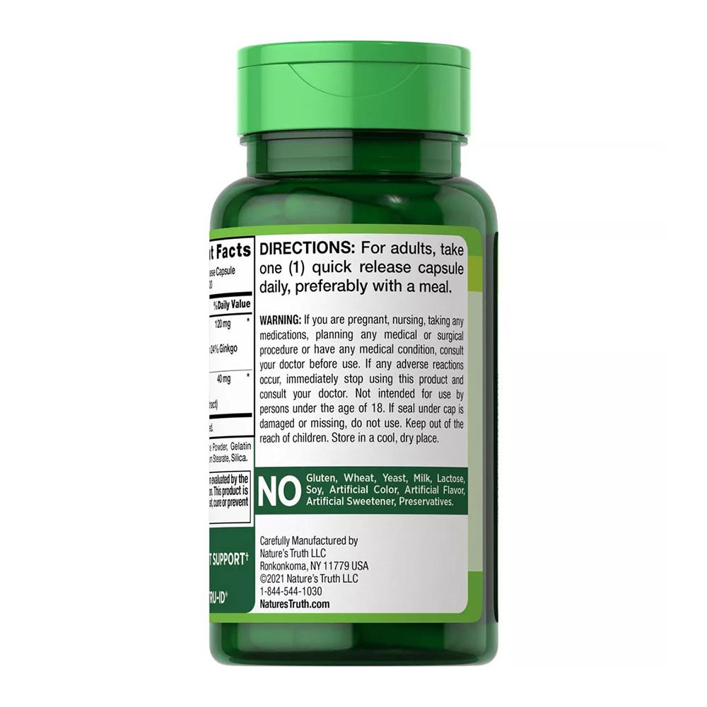 Nature's Truth Standardized Ginkgo Biloba Plus Bacopa