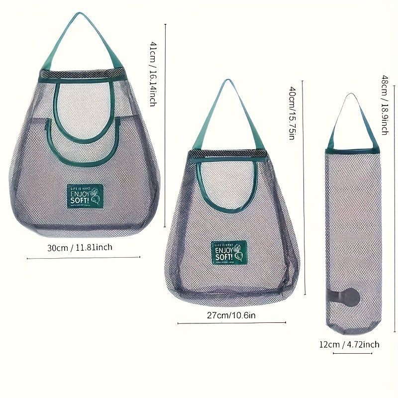 3pcs Kitchen Storage Hanging Bags Breathable Mesh Net Bag Kitchen Supplies