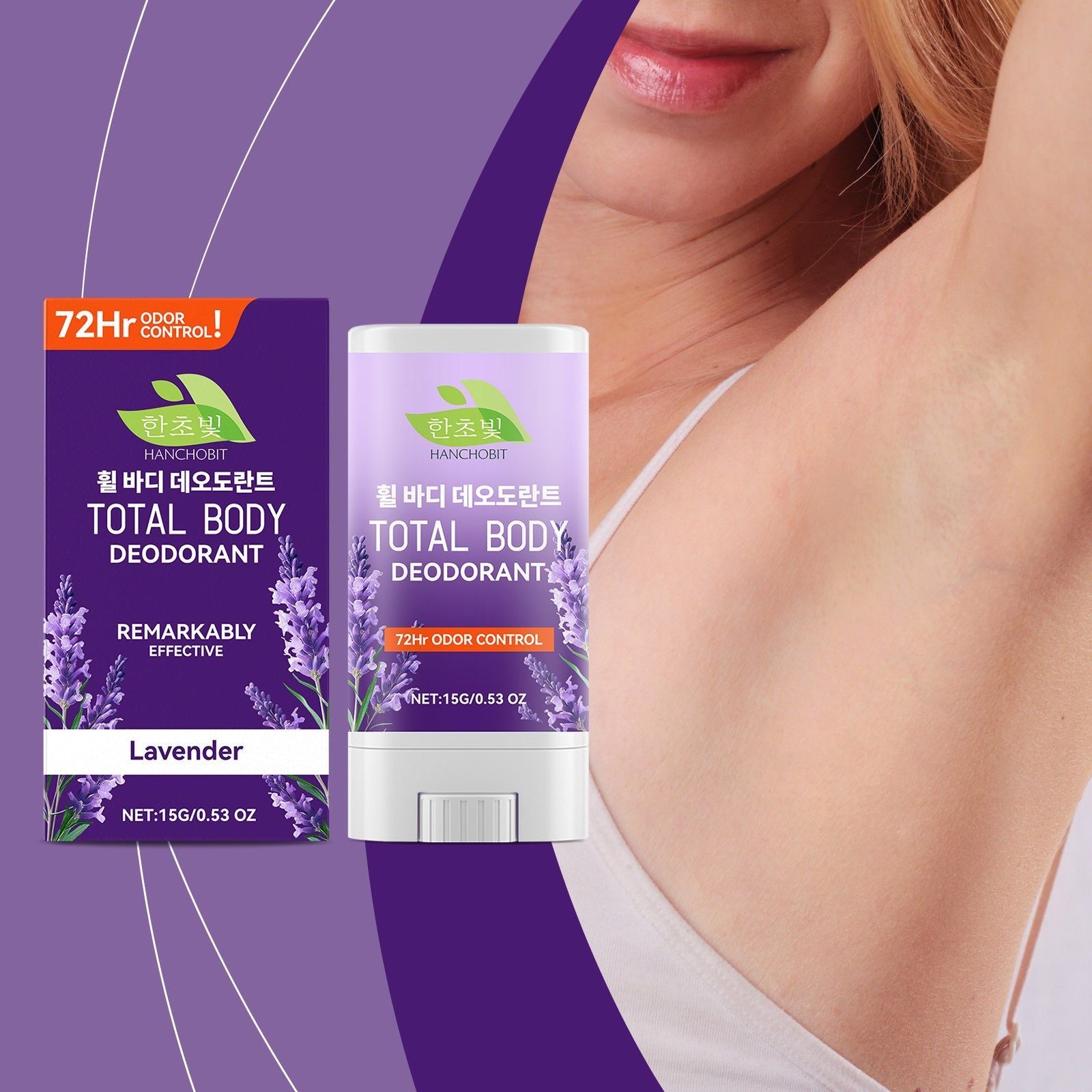 Body Care Stick, Lavender Antiperspirant, Long-Lasting Freshness, Gentle & Safe for Sensitive Skin ,15g