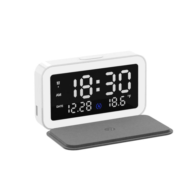 Digital Small Alarm Clock Night Light Wireless Charger For Bedroom Office Travel