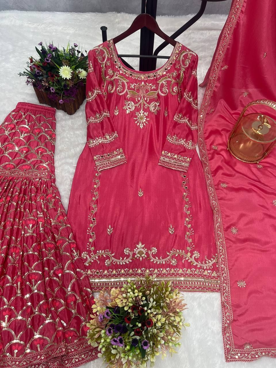 Fab Zone Women's Sharara Dupatta Set With Kurti Design