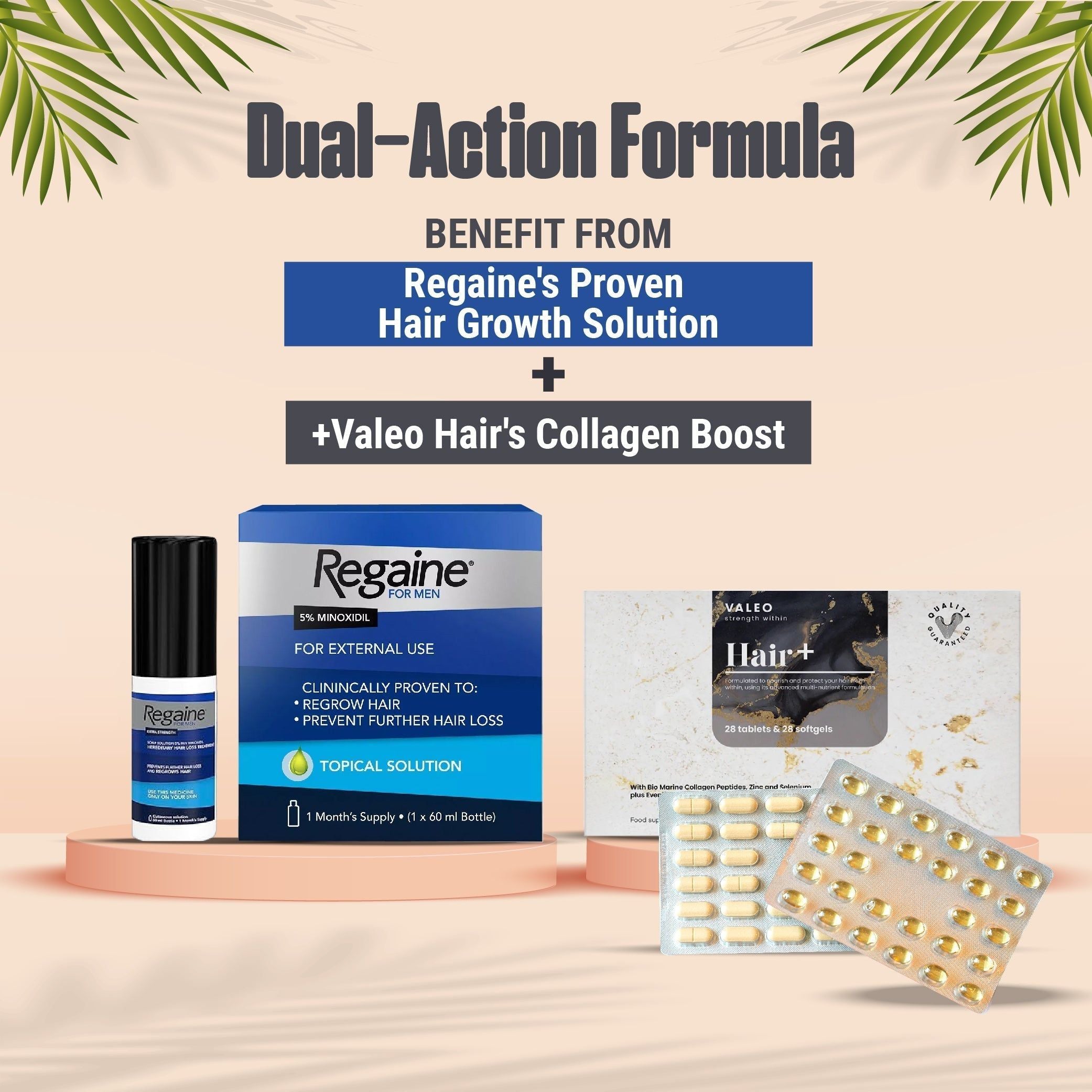 رغين 5٪ مينوكسيديل سبراي وفايو هير+ كومبو للرجال