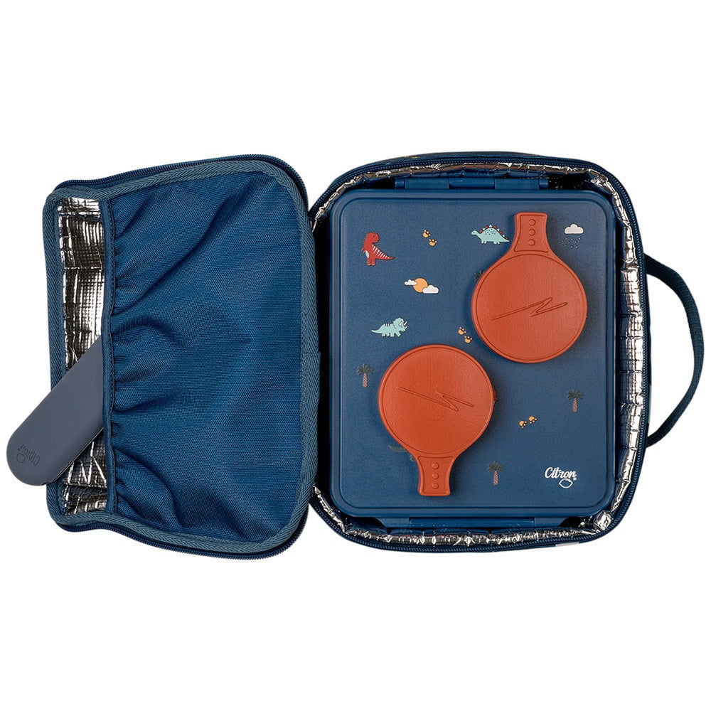 Citron Insulated Square Lunch Bag - Blue Dino
