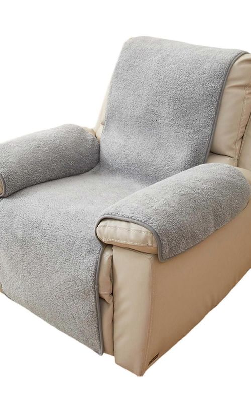 Plush Lambswool Armrest Protector Cover For Sofa Recliner Slip Yellow