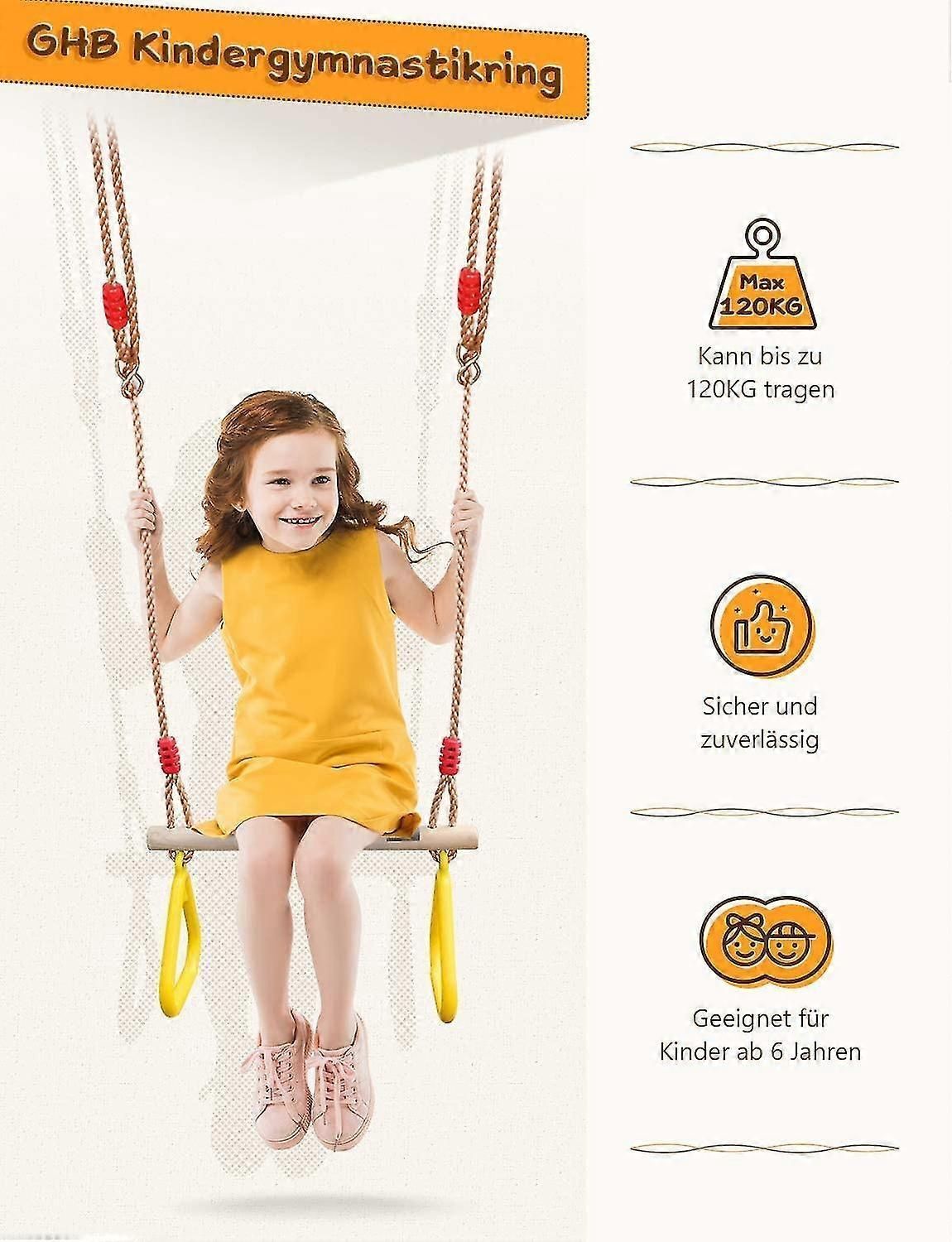 Kids Trapeze Bar With Gym Rings for Climbing Frames