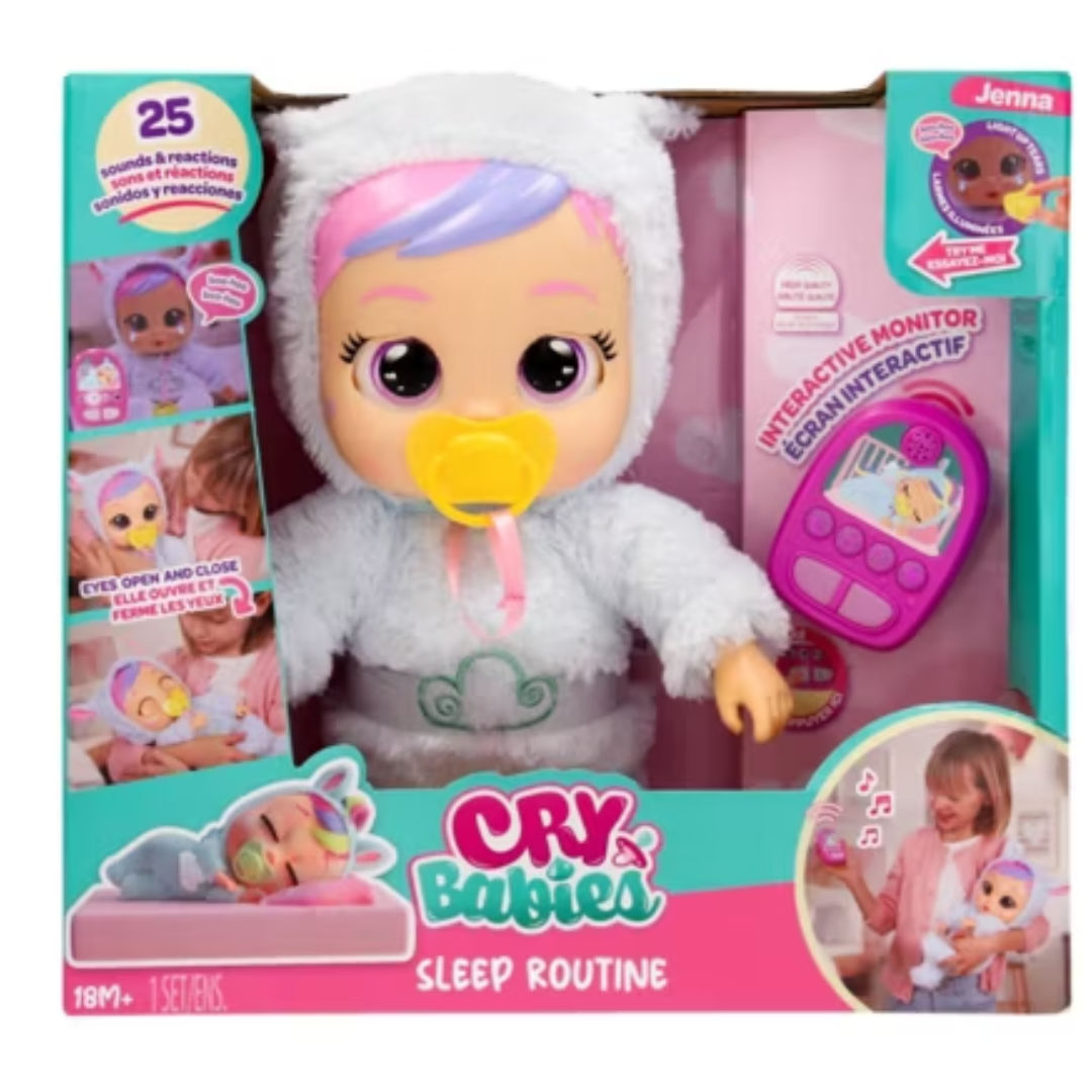 Cry Babies Jenna's Sleep Routine Interactive Doll, 32.5cm, For Age 18+ Months