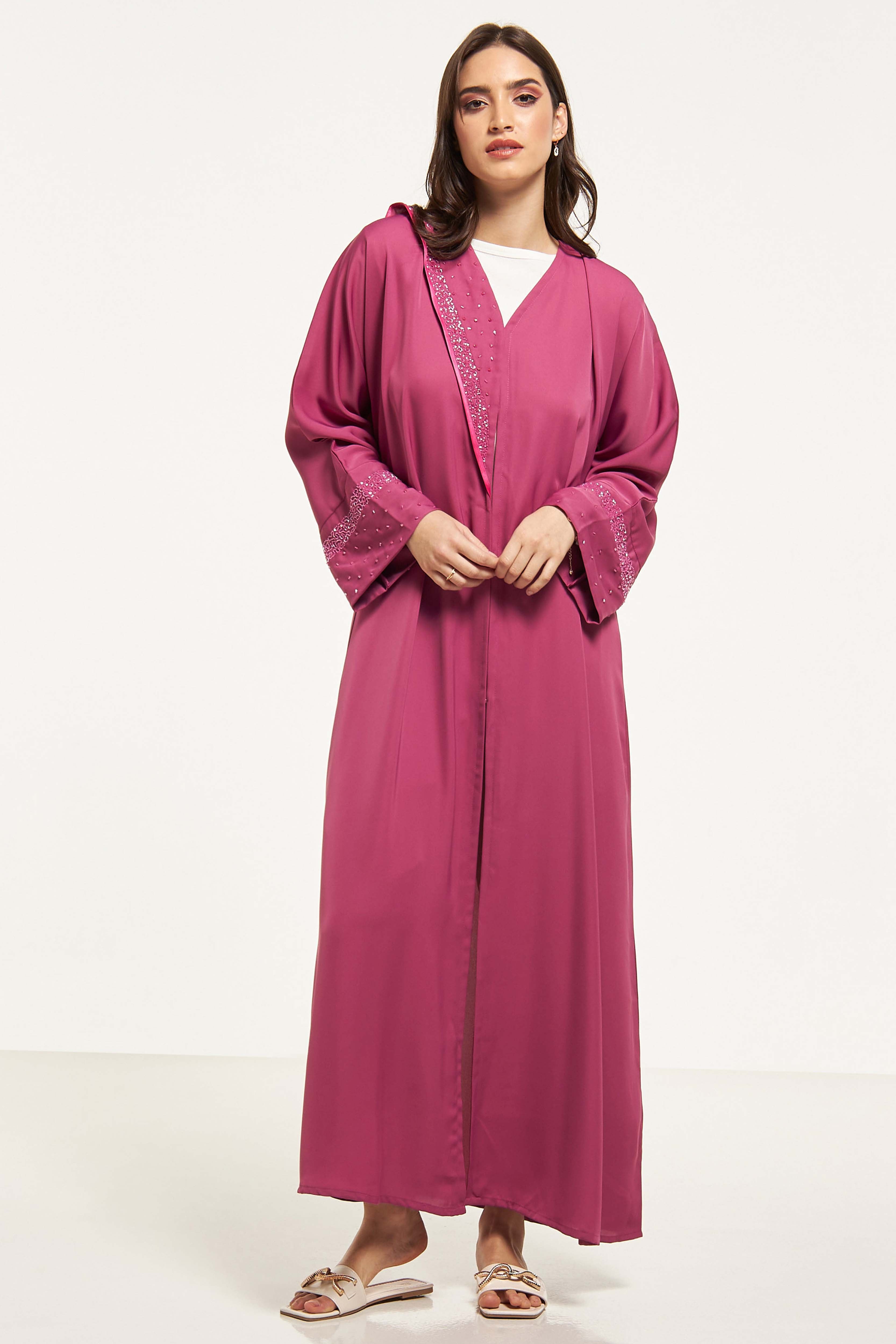 MOiSTREET Embellished Abaya with Sheila