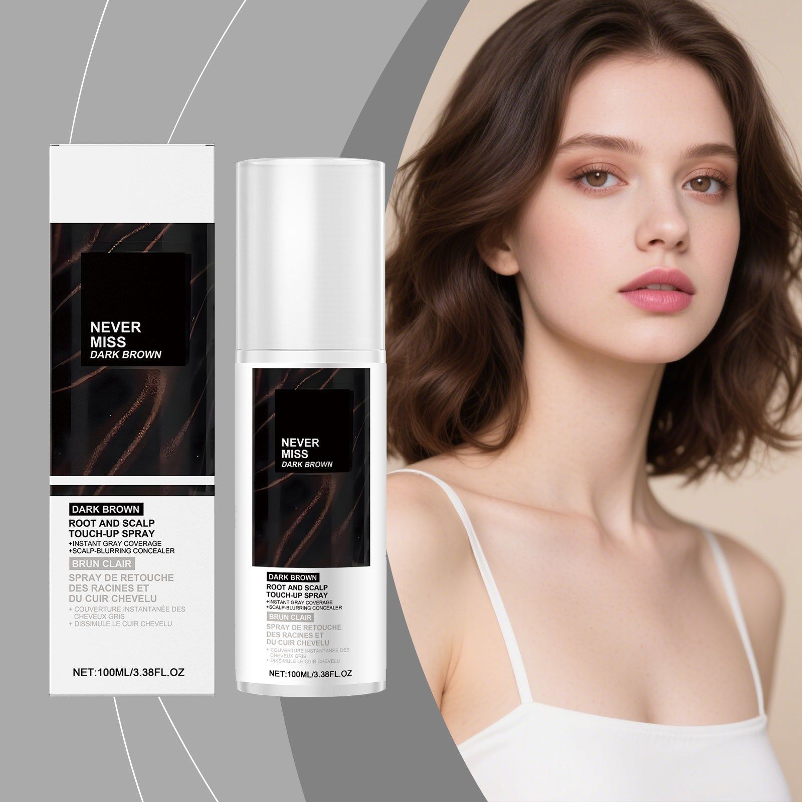 Dark Brown Hair Color Spray, Easy Hair Care, Natural Blend, Portable, Quick Dry ,100ml