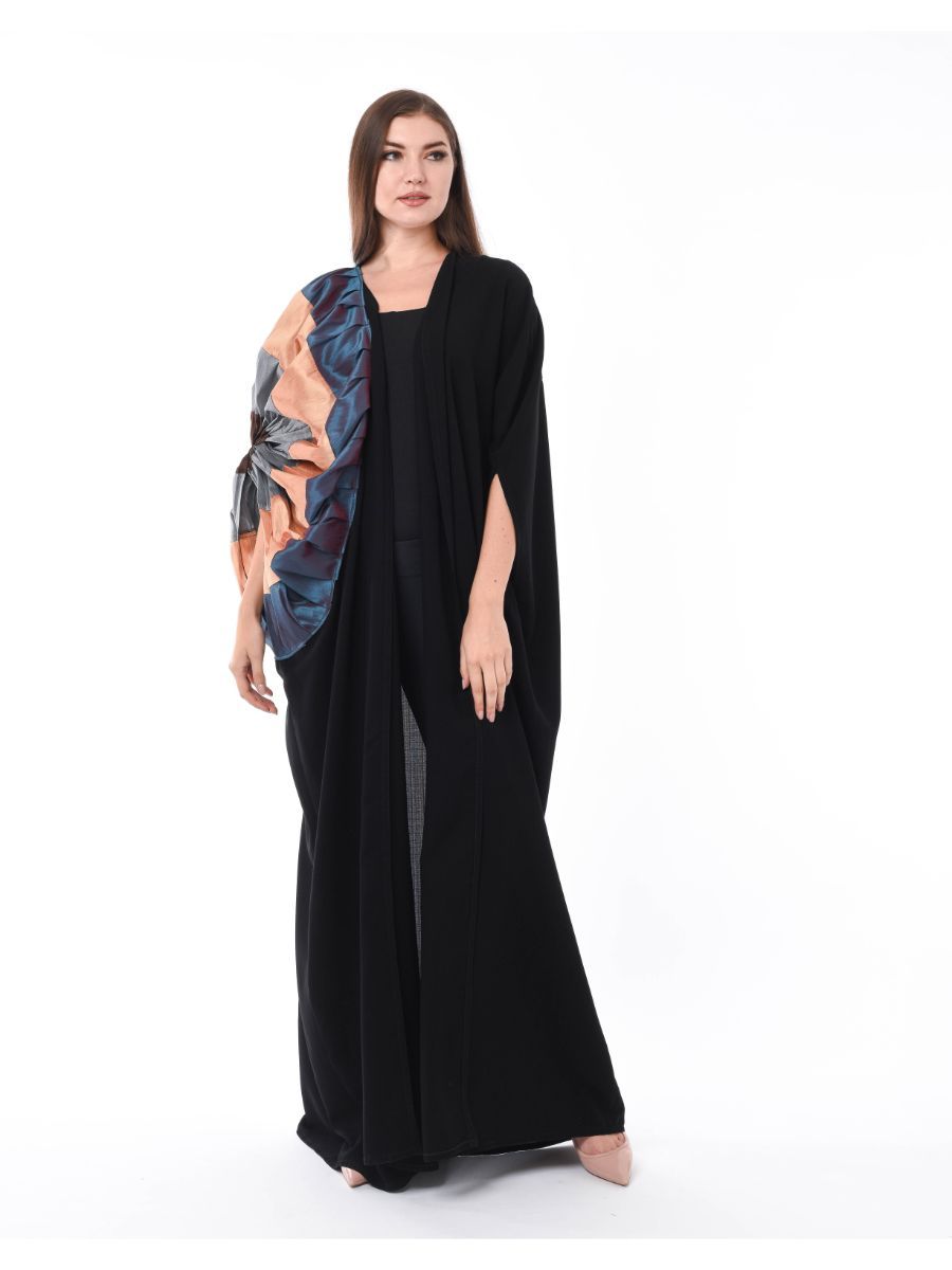 MOiSTREET Uniquely Styled Black Abaya