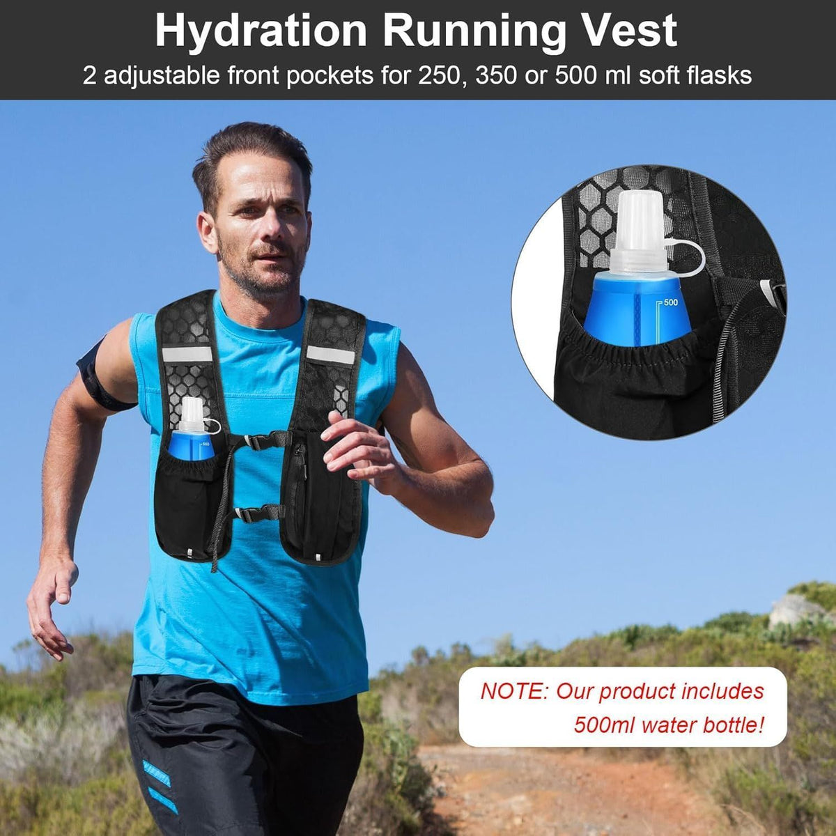 Running Vest Running Backpack Hydration Vest Reflective Hydration Water Pack