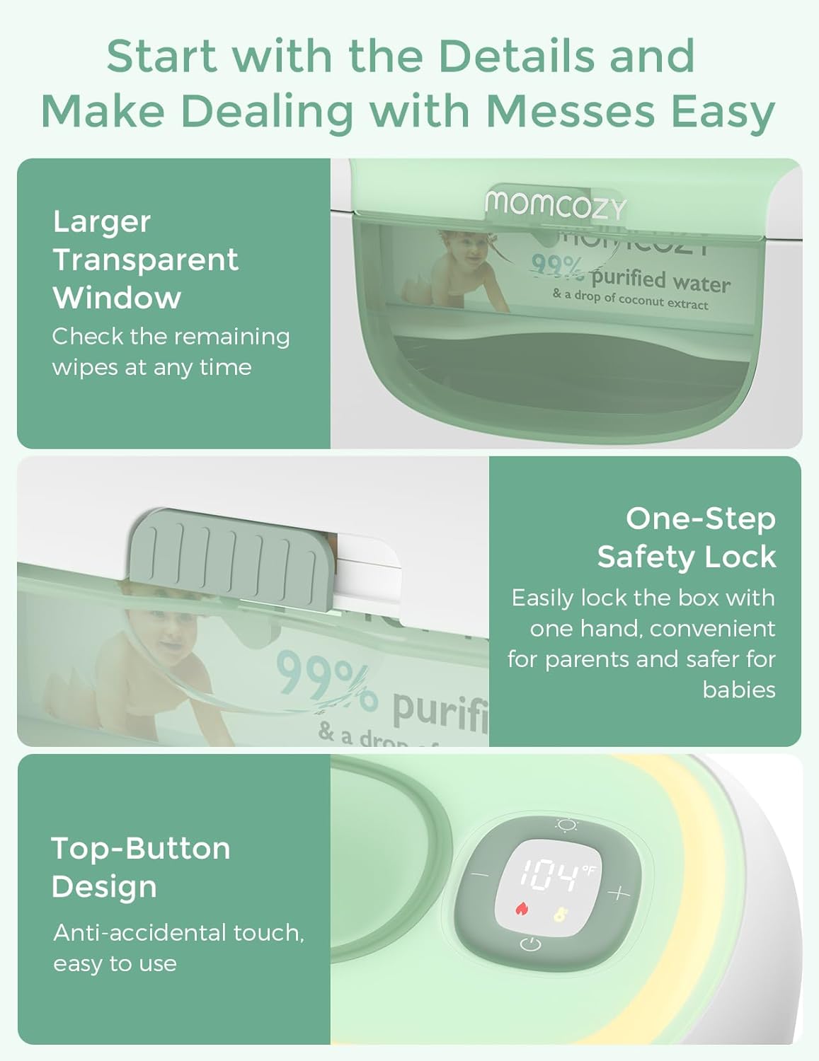 Momcozy Baby Wipe Warmer with Night Light & Digital Display