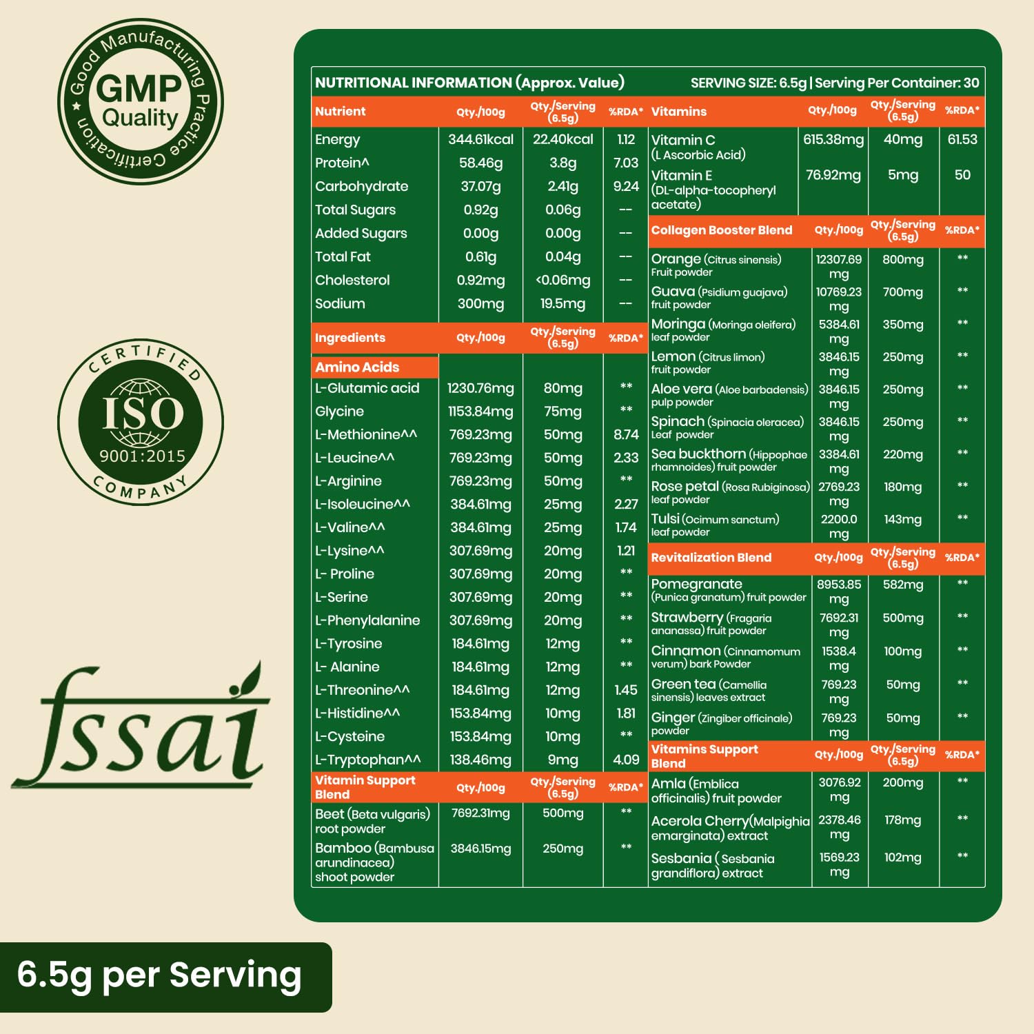 Herbal max 100% Veg Collagen Builder Mixed Fruit 195 Grams