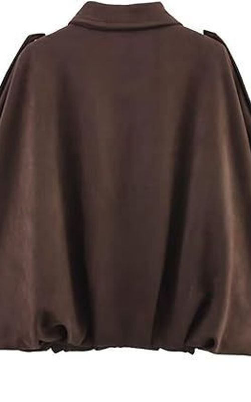 Faux Suede Jacket Women Oversized Long Sleeve Zip Up Epaulet Bomber Leather Jackets