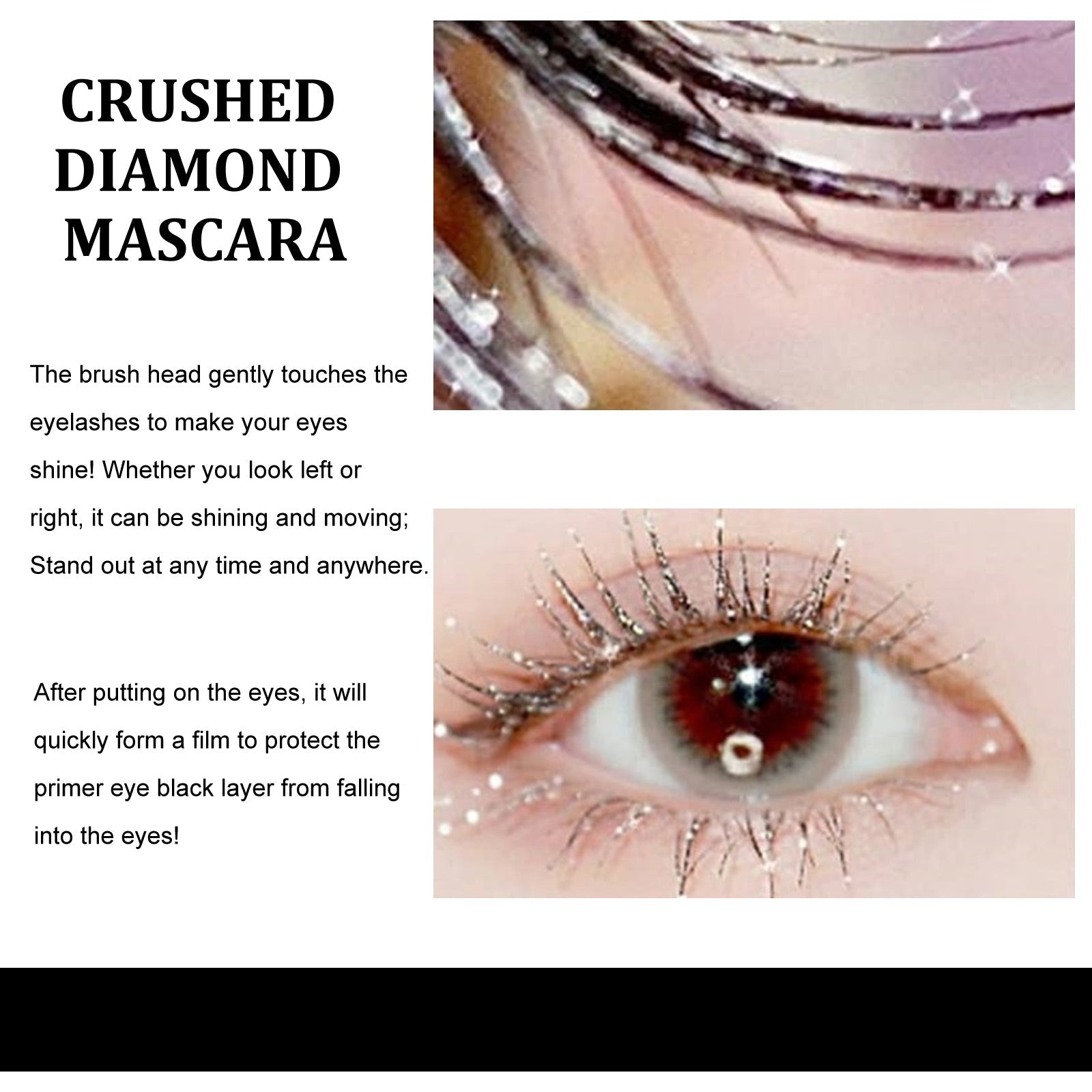 Create a Sparkling Tear Eye Makeup Effect, Crushed Diamond Mascara, Instant Dry Film, Non-Smell Free, Enchanting Shine ,8ml