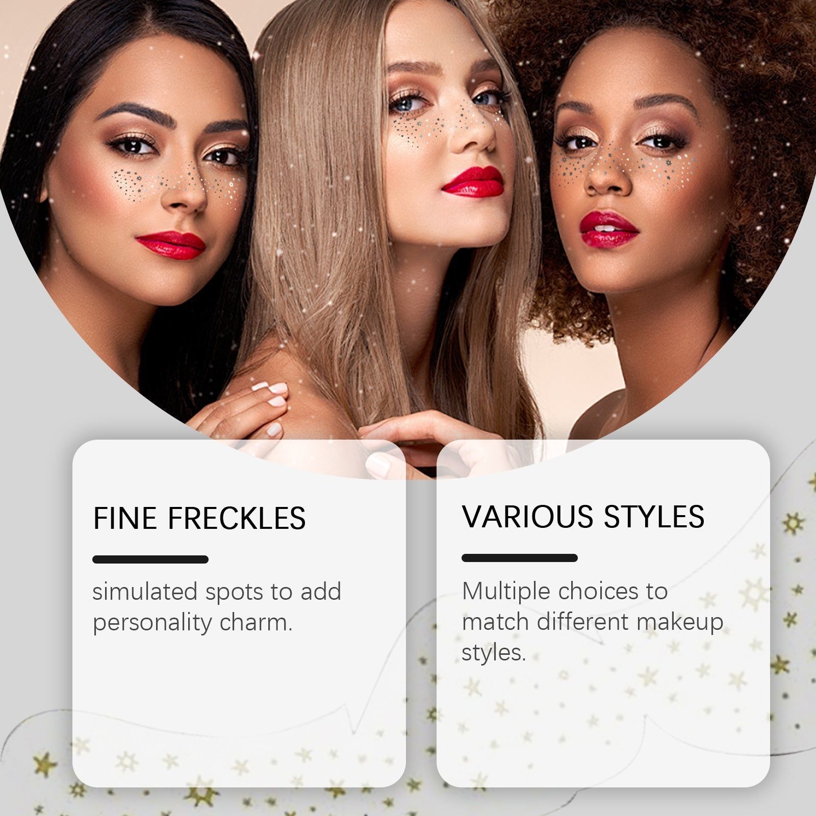 Cosmetic Patch Glitter Freckle Tattoo Stickers, Waterproof Long-Lasting Contouring ,6pieces