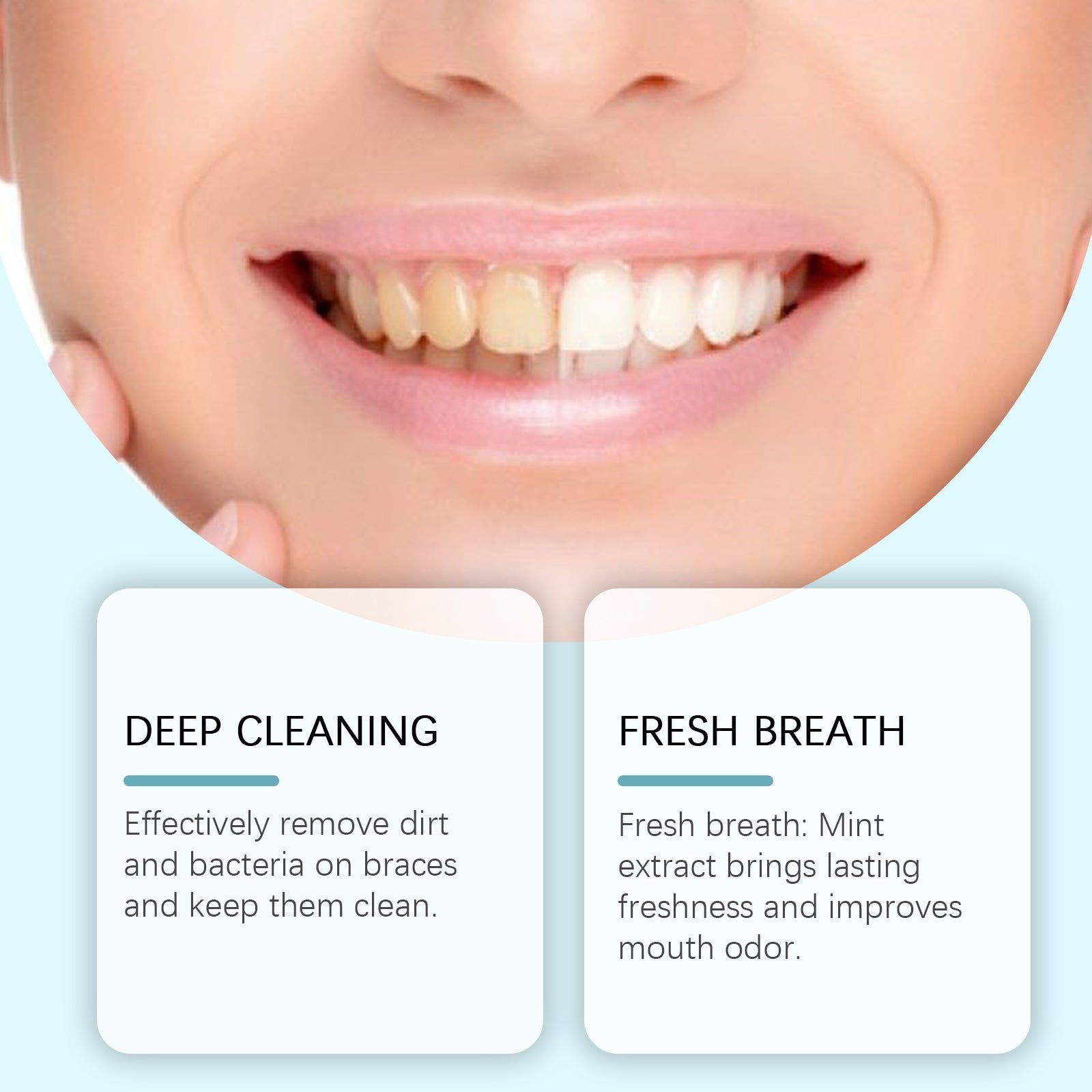 Braces Cleansing Foam, Gentle Teeth and Mouth Freshener, Clean and Fresh ,60ml