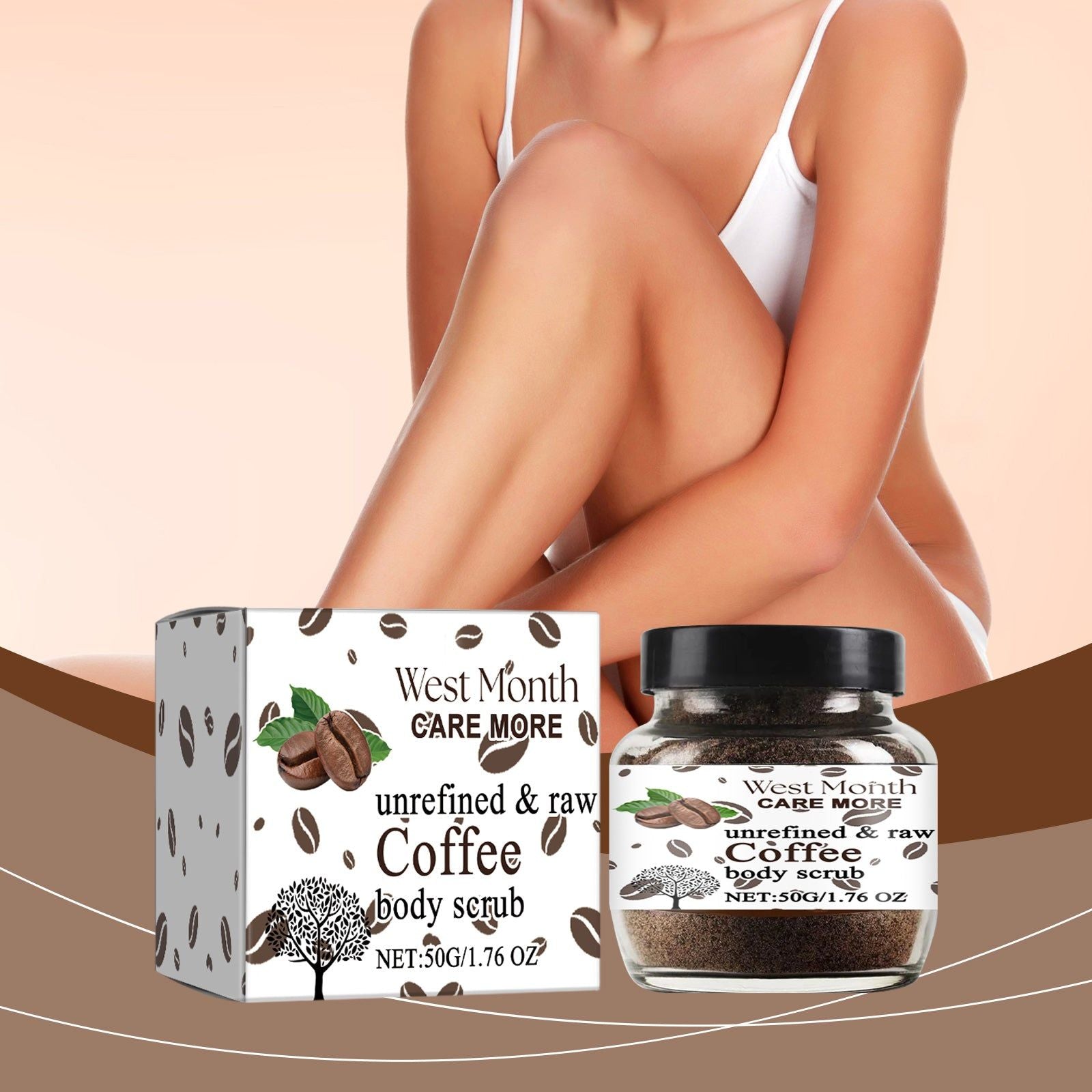 Coffee Body Scrub, Natural Body Cleansing, Exfoliating, Moisturizing, Refreshing Skin ,50g
