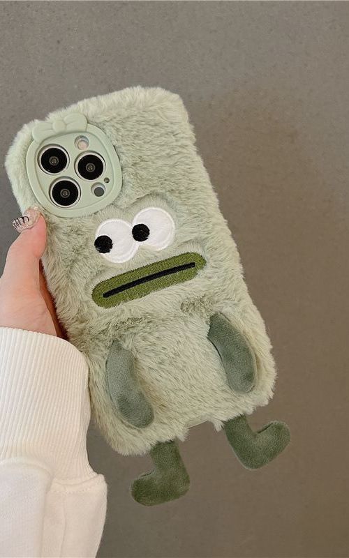 Plush Phone Case Fluffy Cartoon Protective Cover Shockproof Soft Case For iPhone