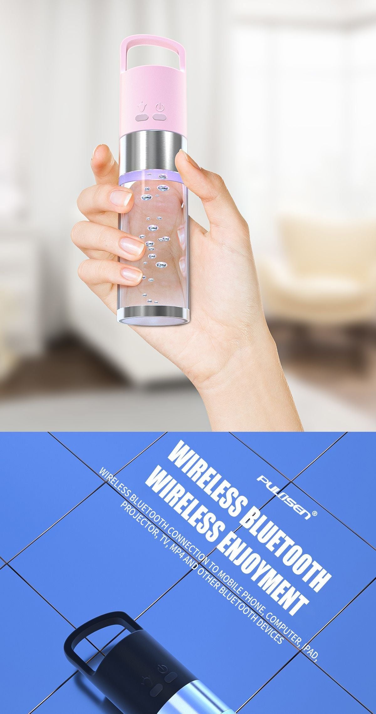 PTH20 Crystal Bluetooth Speaker Wireless Portable Colorful Night Light Speaker