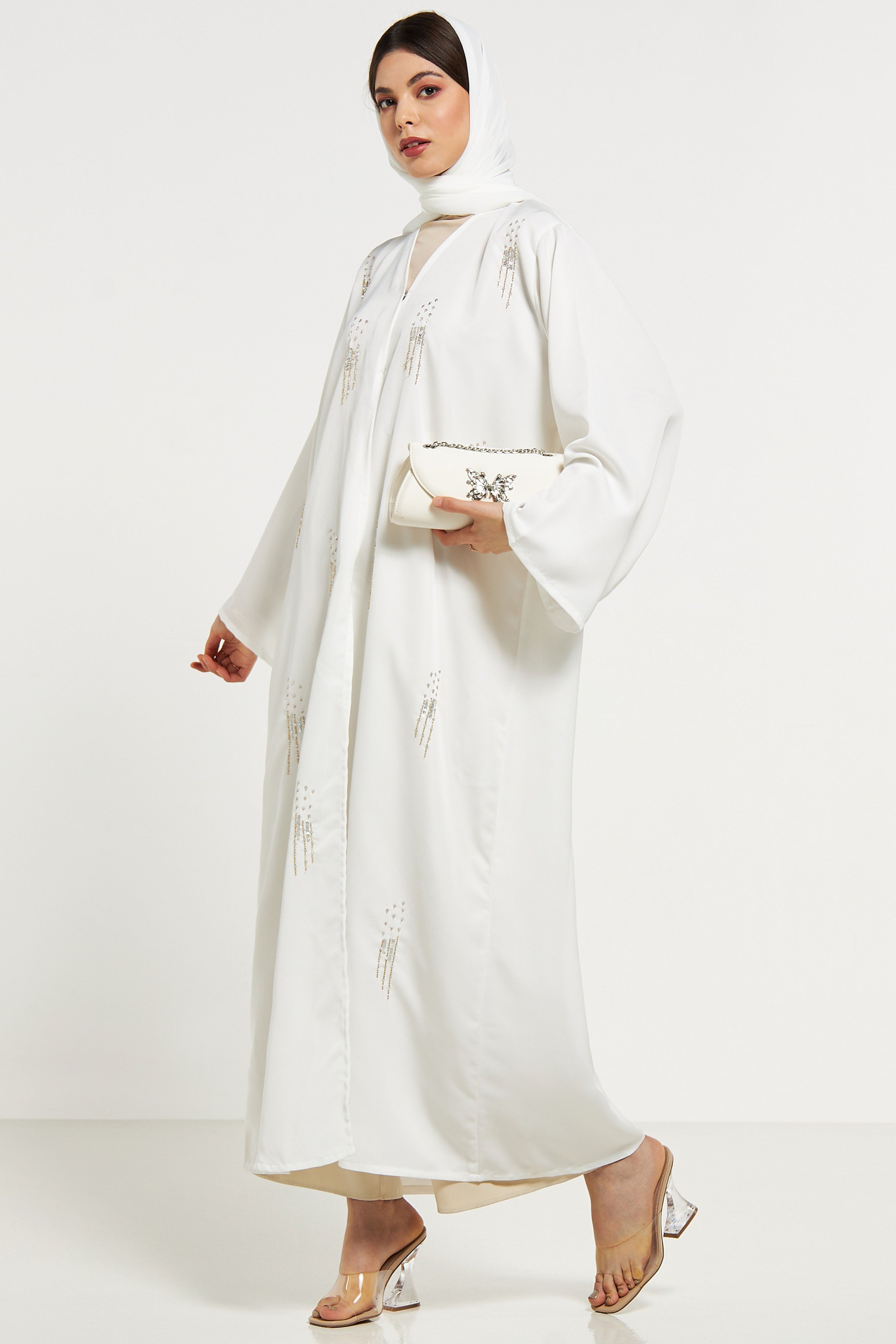 MOiSTREET Sequin Embellished Abaya with Sheila